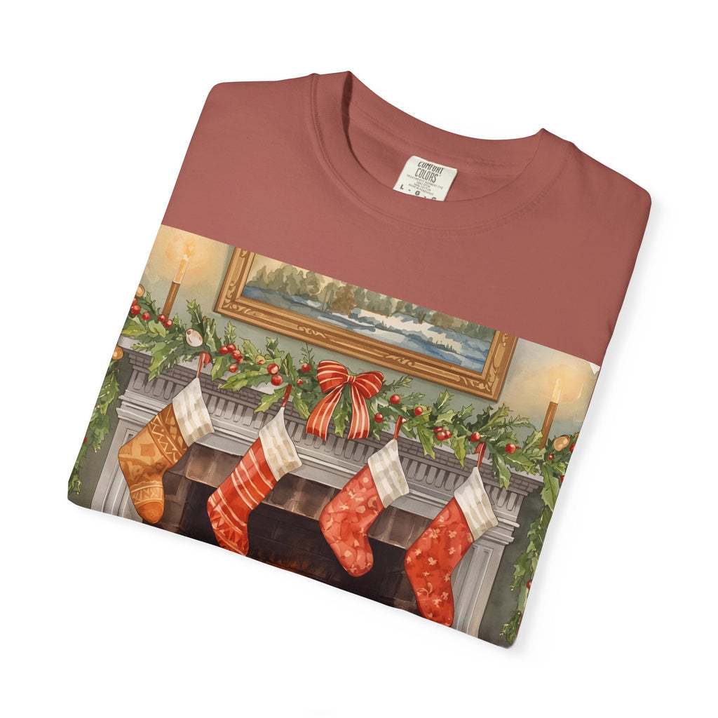 Cozy Christmas Fireplace T-Shirt | Unisex Holiday Tee | Gift for Him/Her | Festive Layering Top | Merry Christmas Apparel