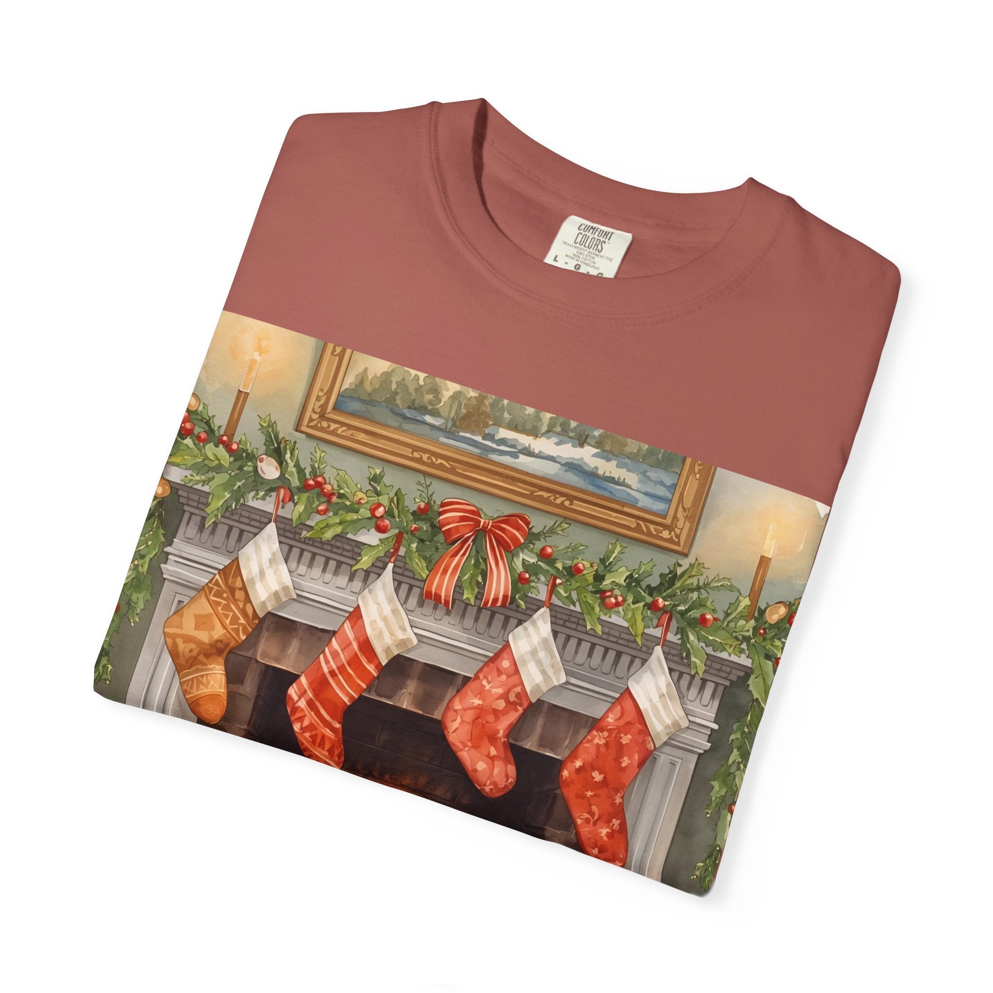 Cozy Christmas Fireplace T-Shirt | Unisex Holiday Tee | Gift for Him/Her | Festive Layering Top | Merry Christmas Apparel