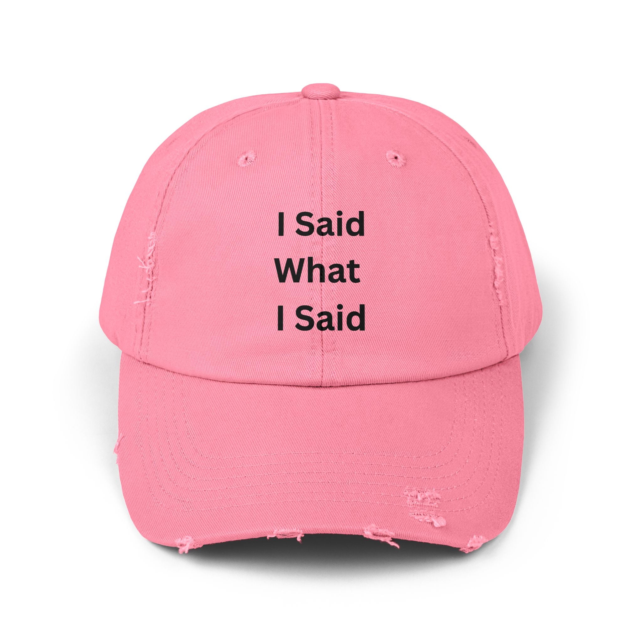 Casual Distressed Cap with 'I Said What I Said' Text, Unisex Dad Hat, Trendy Cap, Gift for Friends, Everyday Wear, Fashion Accessory