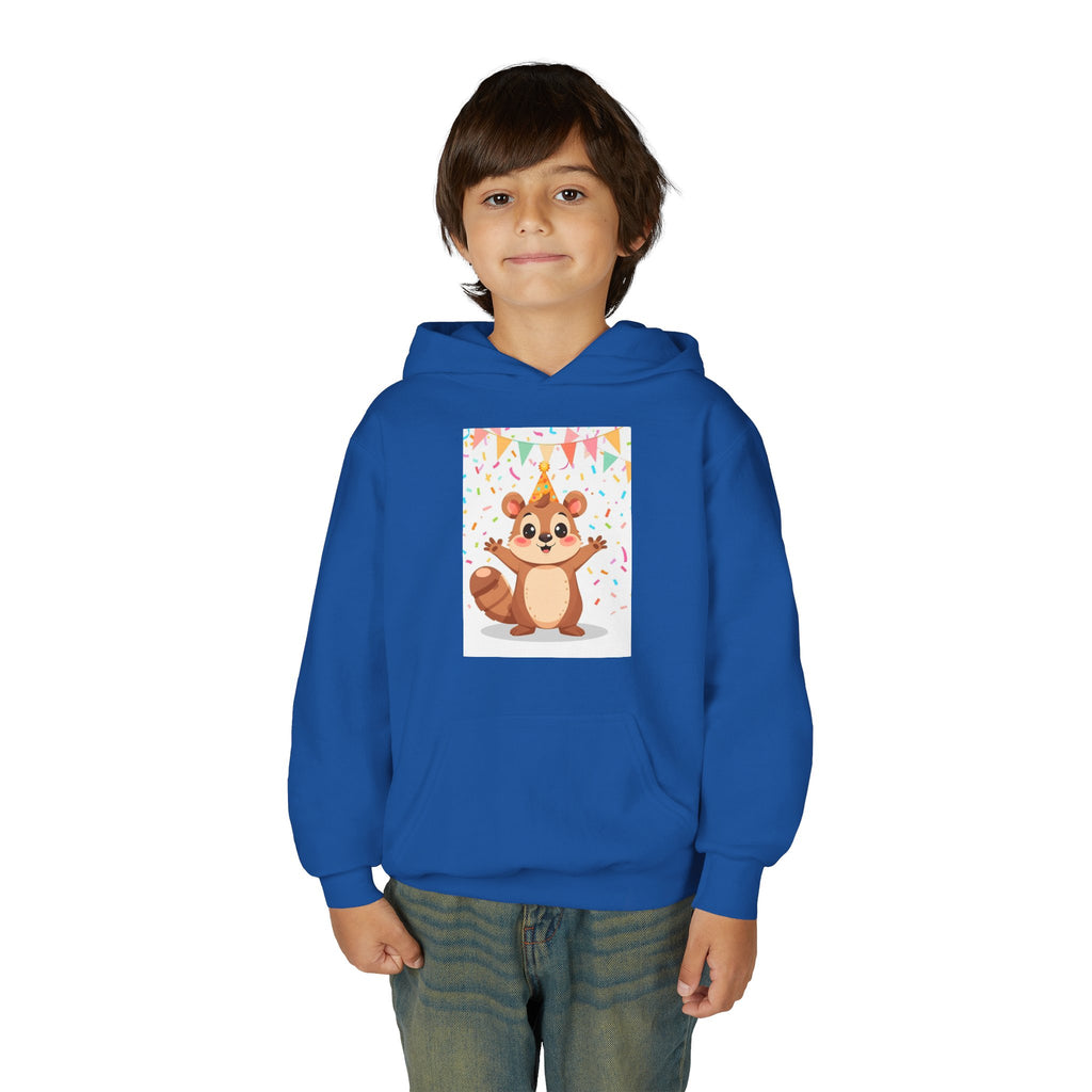 Party Animal With Squirl Youth Heavy Blend Hooded Sweatshirt