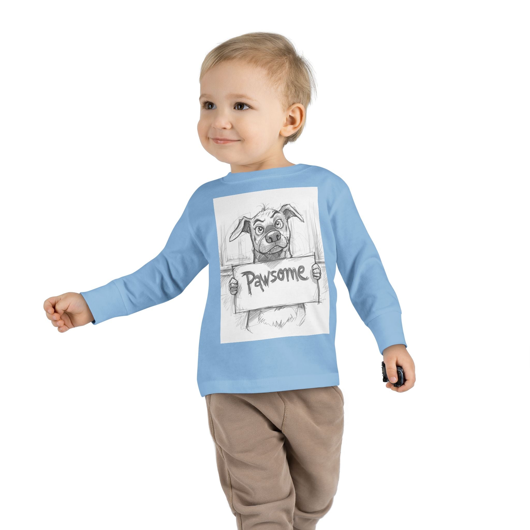 Pawsome Toddler Long Sleeve Tee, Cute Dog Shirt, Pet Lovers Gift, Kids Apparel, Funny Animal Tee, Birthday Gift