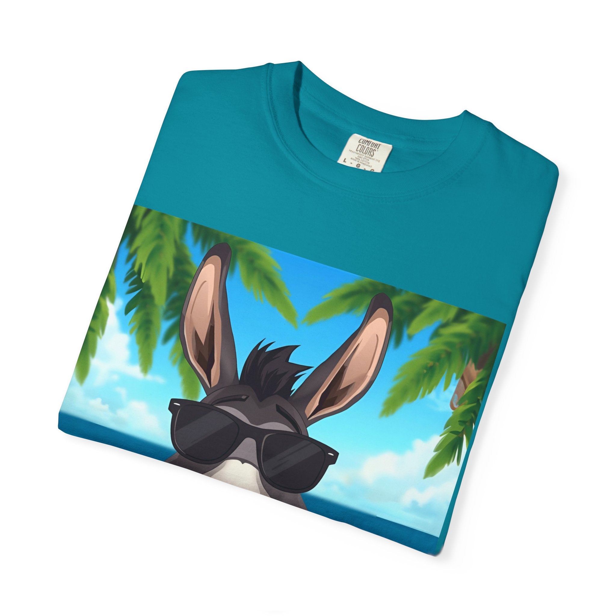 Chill Donkey Sunset T-Shirt, Unisex Summer Tee, Casual Beachwear, Gift for Animal Lovers, Fun Vacation Shirt