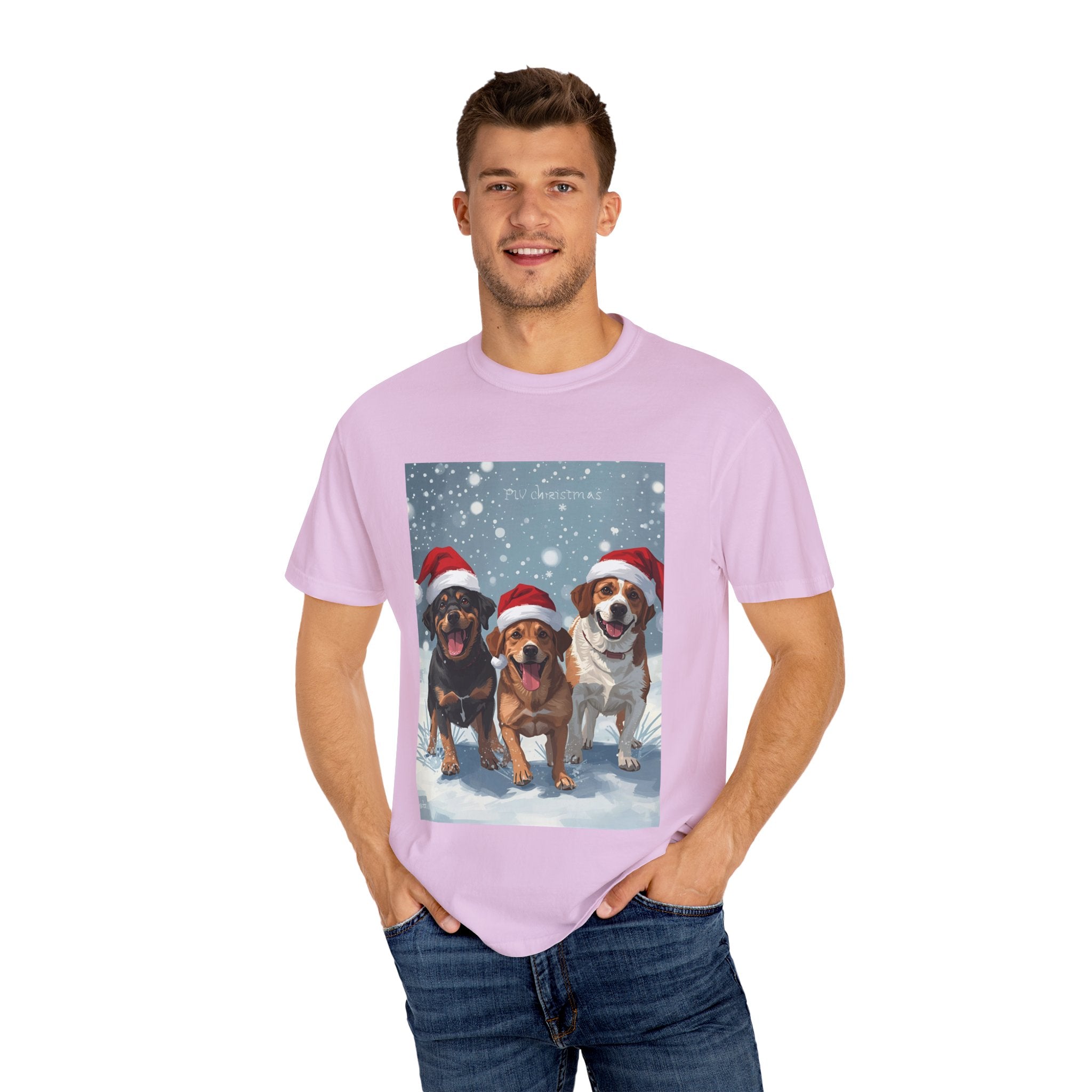 Cute Festive Dog Christmas T-Shirt, Unisex Holiday Tee, Cute Pet Lover Shirt, Christmas Apparel, Dog-Themed Gift, Winter Wear, Fun Family Outfit