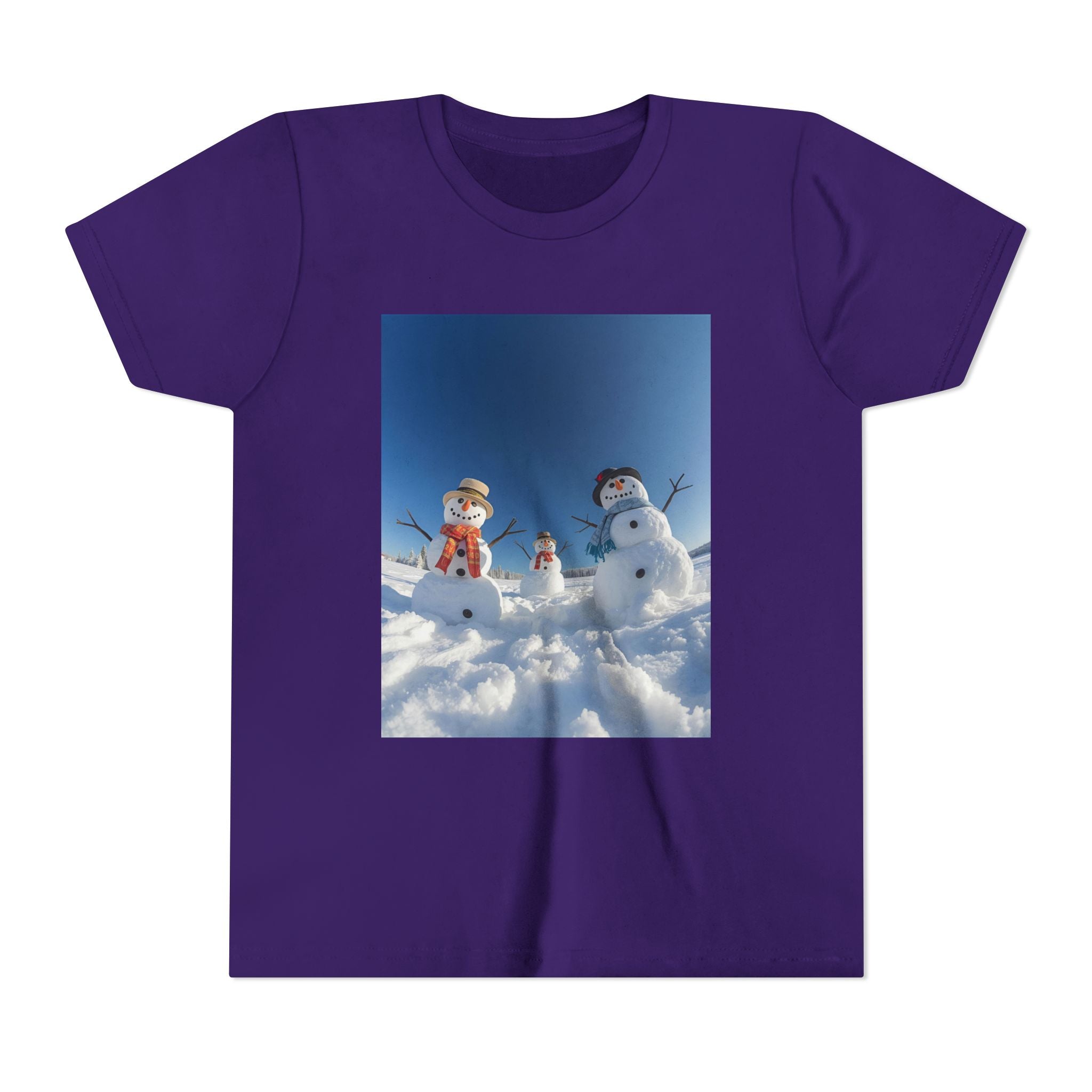 Festive Christmas Snowman Family Youth Short Sleeve Tee