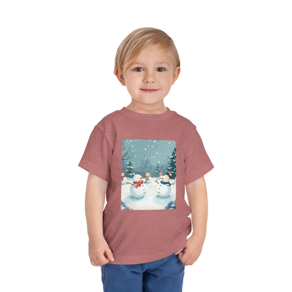 Festive Christmas Snowman Toddler Short Sleeve Tee