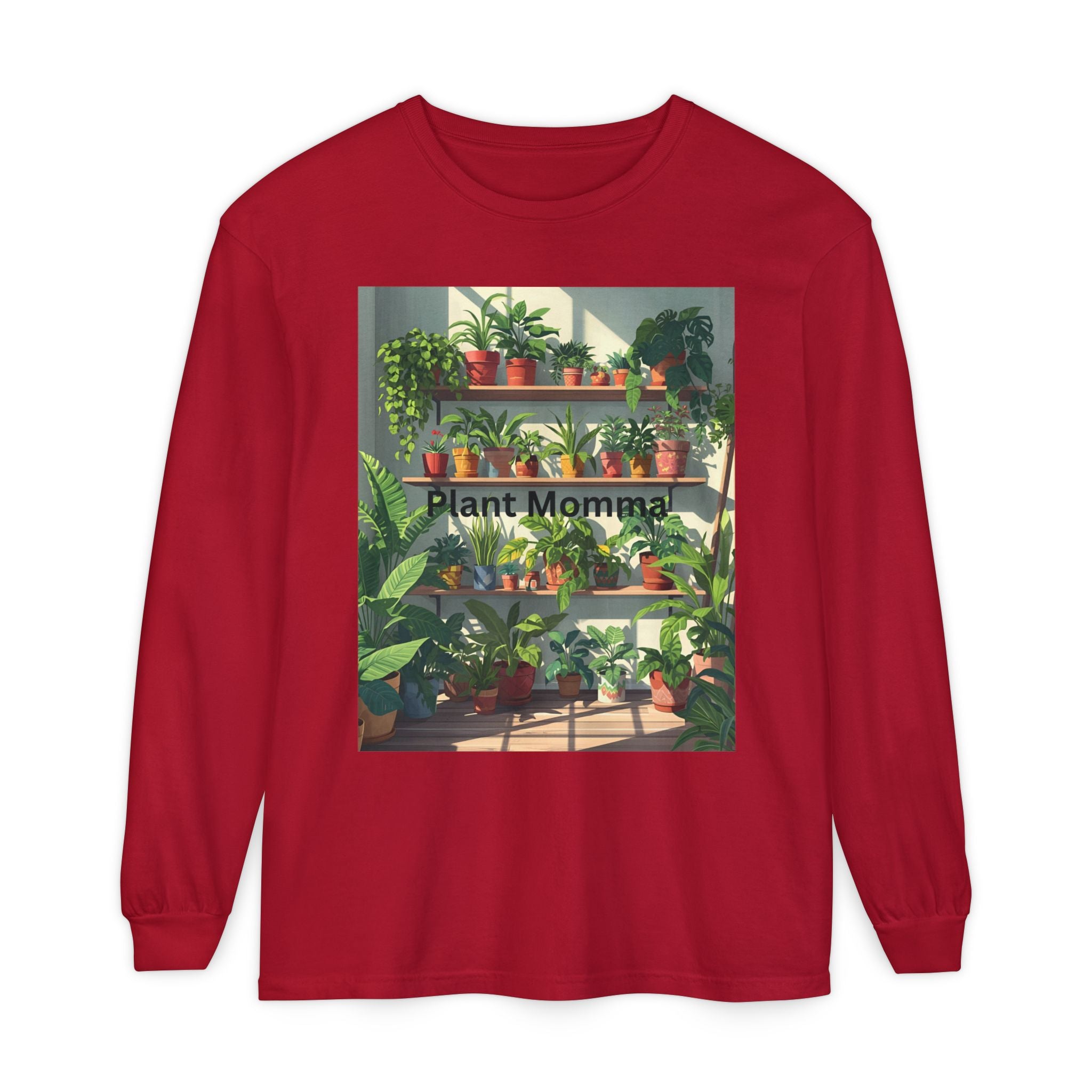 Plant Momma Long Sleeve T-Shirt, Perfect for Plant Lovers, Gardening Gifts, Eco-friendly Fashion, Casual Wear, Spring Celebrations