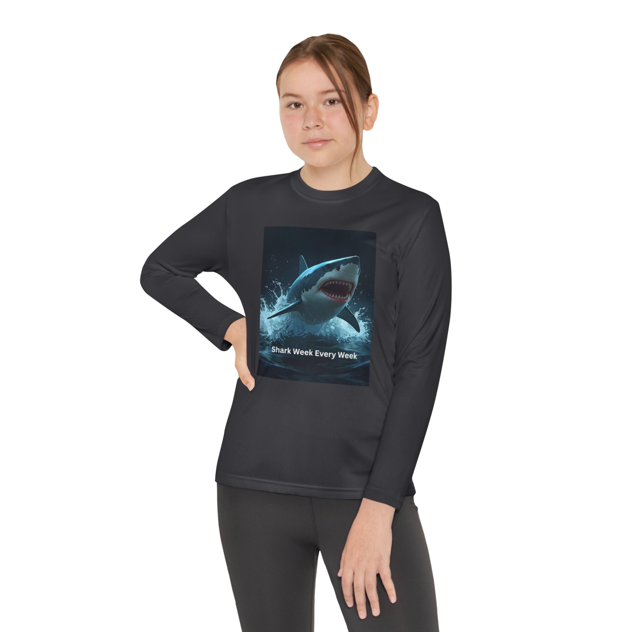 Shark Week Youth Long Sleeve Tee - Funny Ocean Shirt, Kids Gift, Summer Wear, Cool Tee, Swim Shirt, Beach Apparel