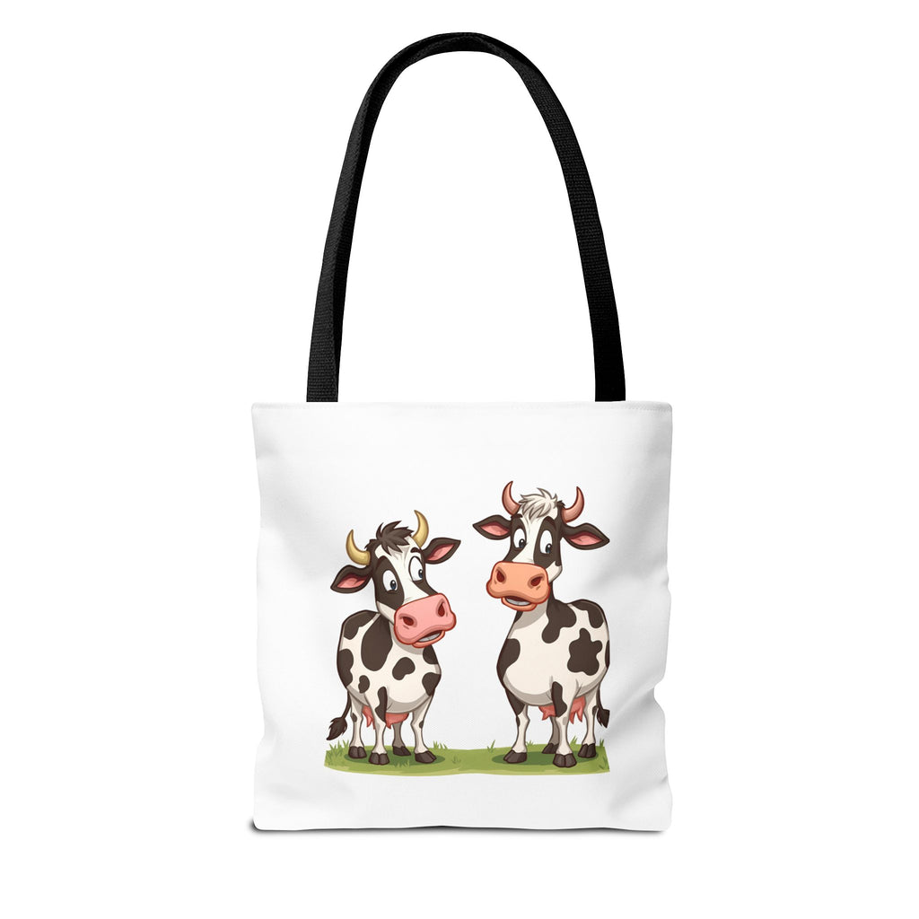 Cute Cow Print Tote Bag, Reusable Shopping Bag, Farmer's Market Tote, Animal Lover Gift, Floral Cow Pattern Bag