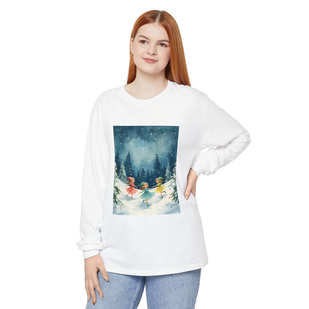 Winter Wonderland Long Sleeve T-Shirt, Cozy Graphic Tee, Perfect for Holidays, Gift for Her, Winter Apparel, Seasonal Fashion