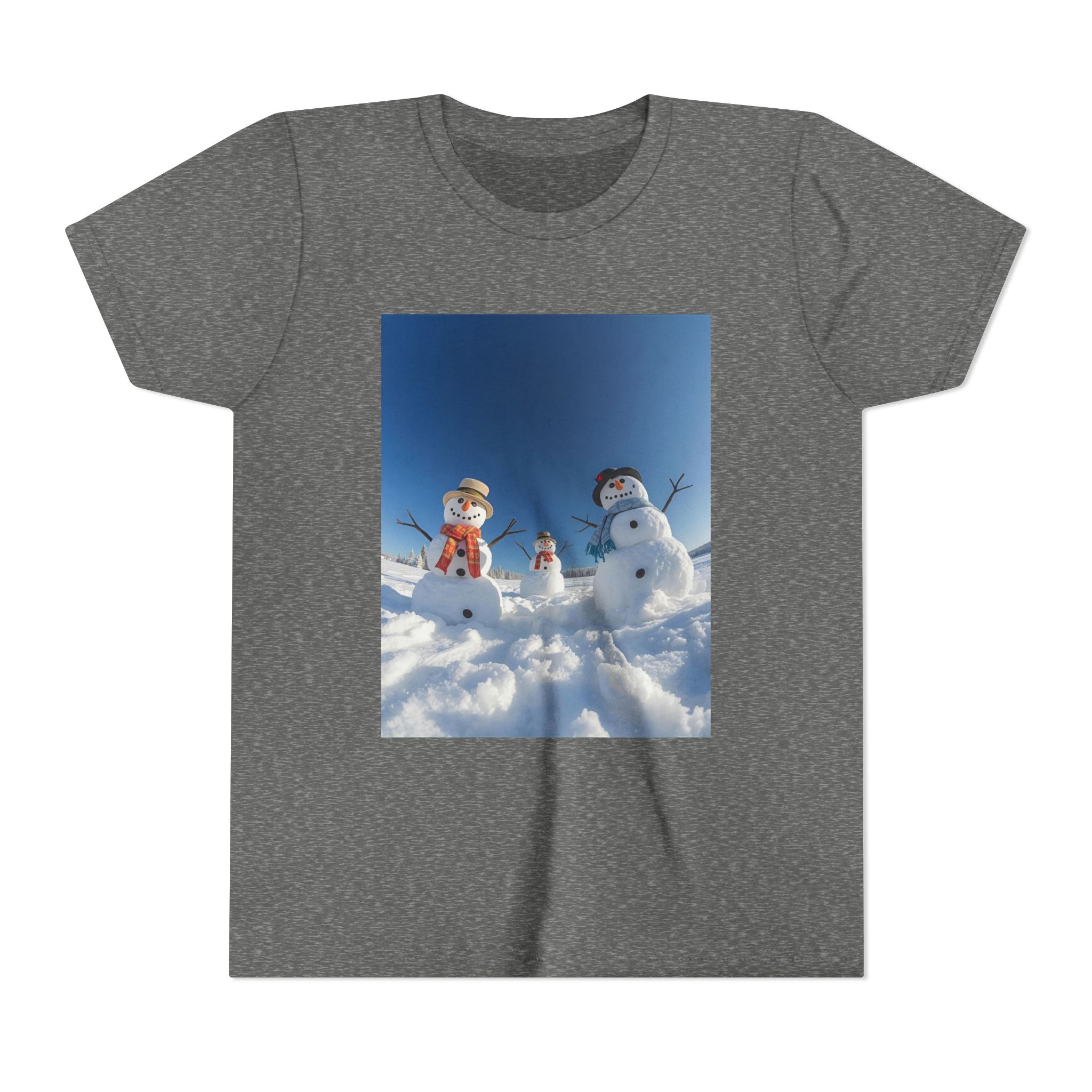 Festive Christmas Snowman Family Youth Short Sleeve Tee