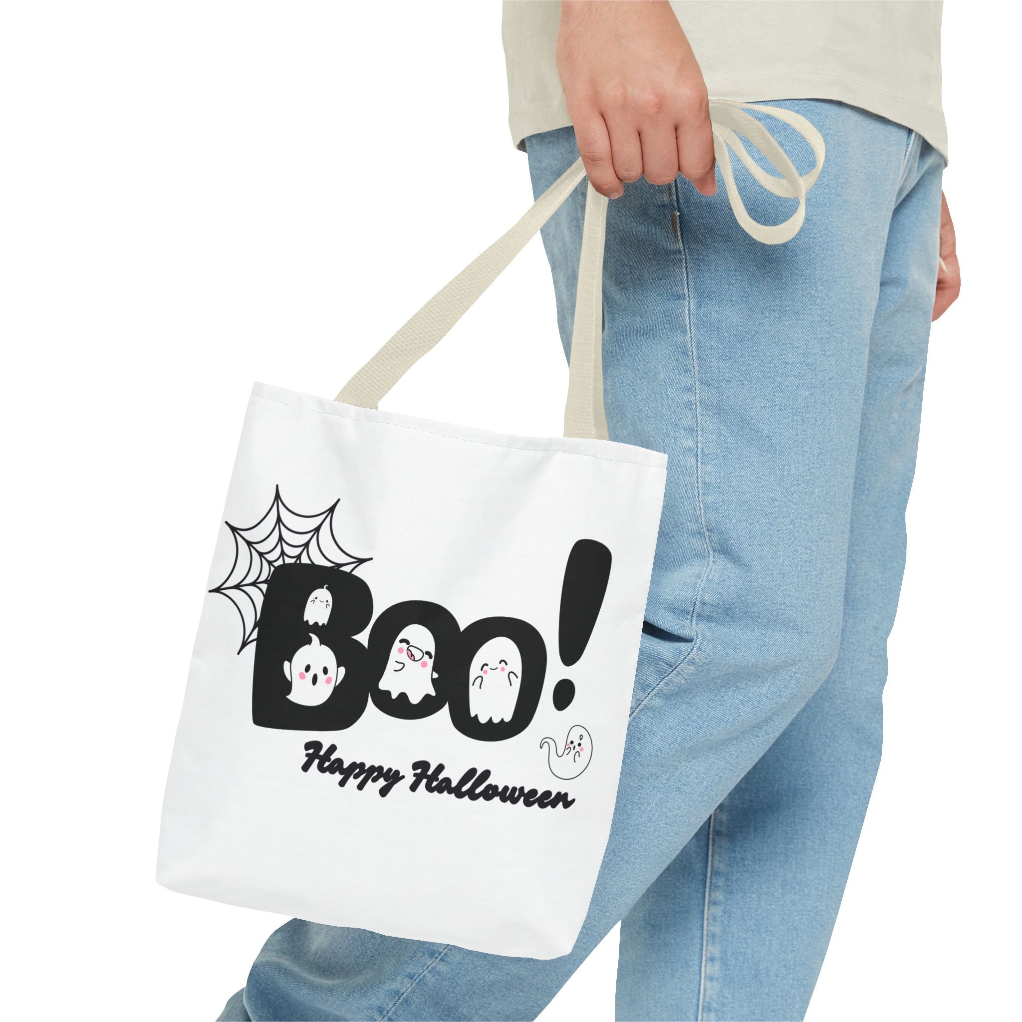Halloween Boo Tote Bag with Boo! Design, Spooky Ghosts, Trick or Treat, Fall Decor, Seasonal Gift