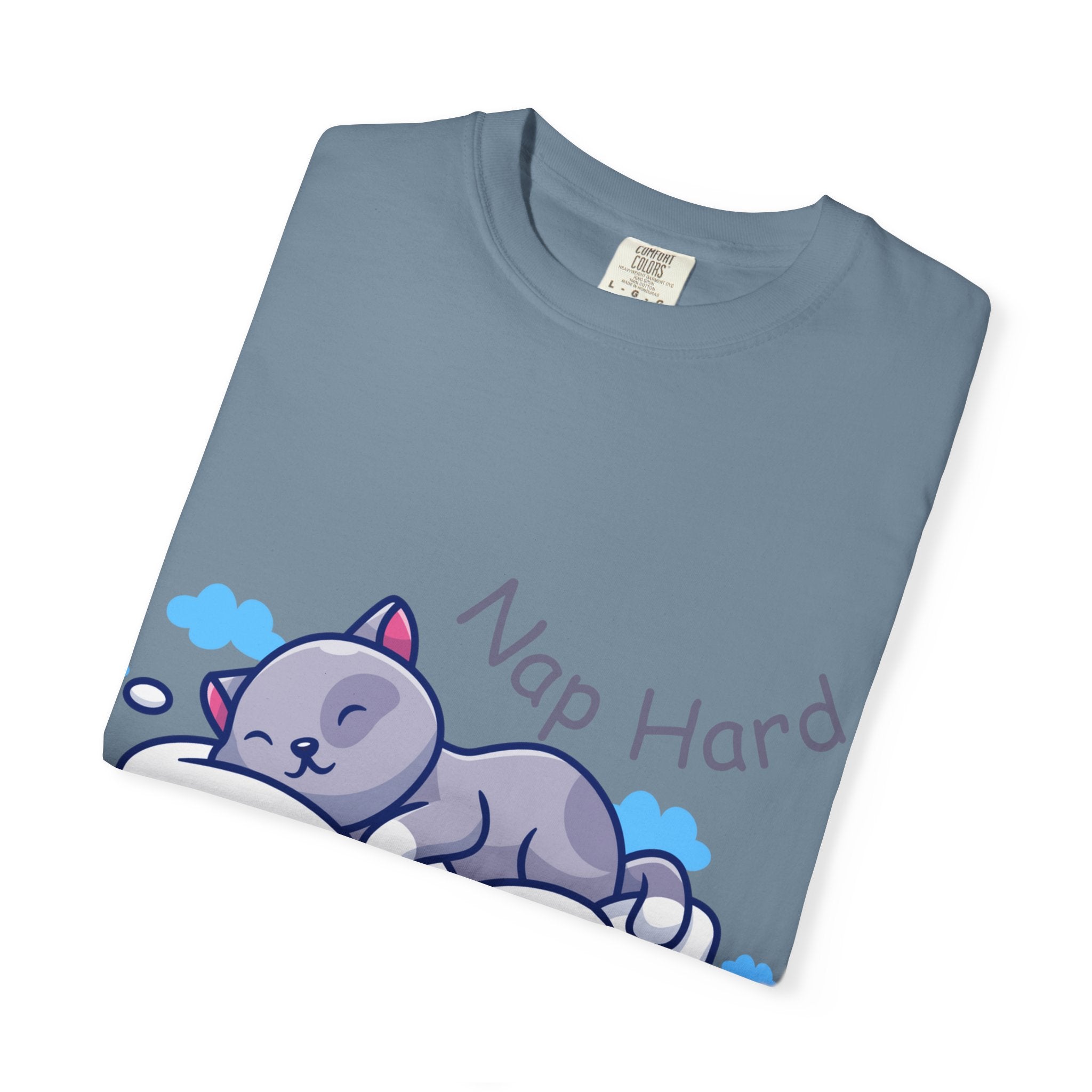 Cozy Cat Nap Hard Unisex Garment-Dyed T-shirt, Cat Lover Gift, Cozy Casual Tee, Funny Nap Shirt, Perfect for Pet Owners, Lightweight Summer Top
