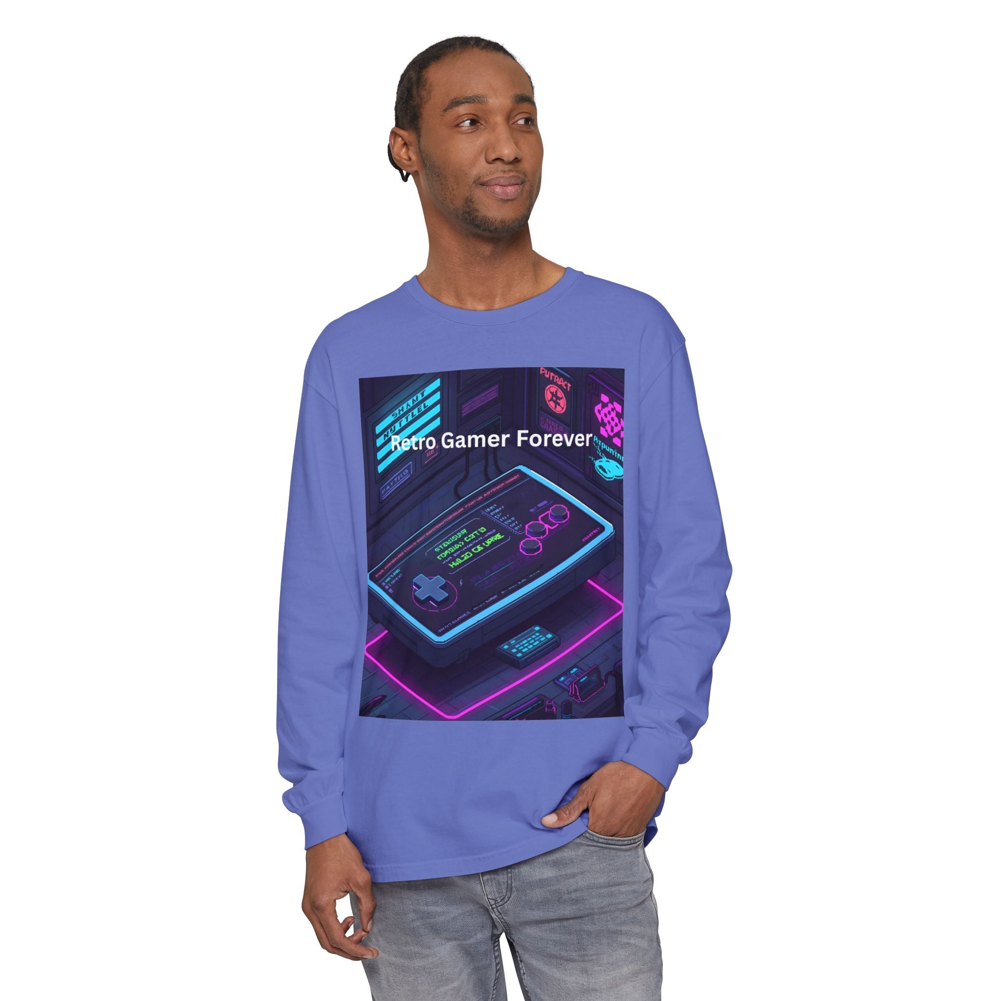 Retro Game Controller Unisex Garment-dyed Long Sleeve T-Shirt