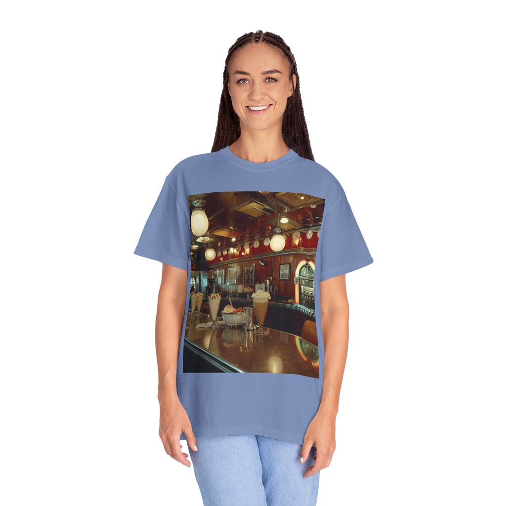Cozy Cafe Vibe T-Shirt | Unisex Garment-Dyed Tee for Casual Outings, Vintage Style, Ice Cream Lovers, Retro Aesthetic, Everyday Wear