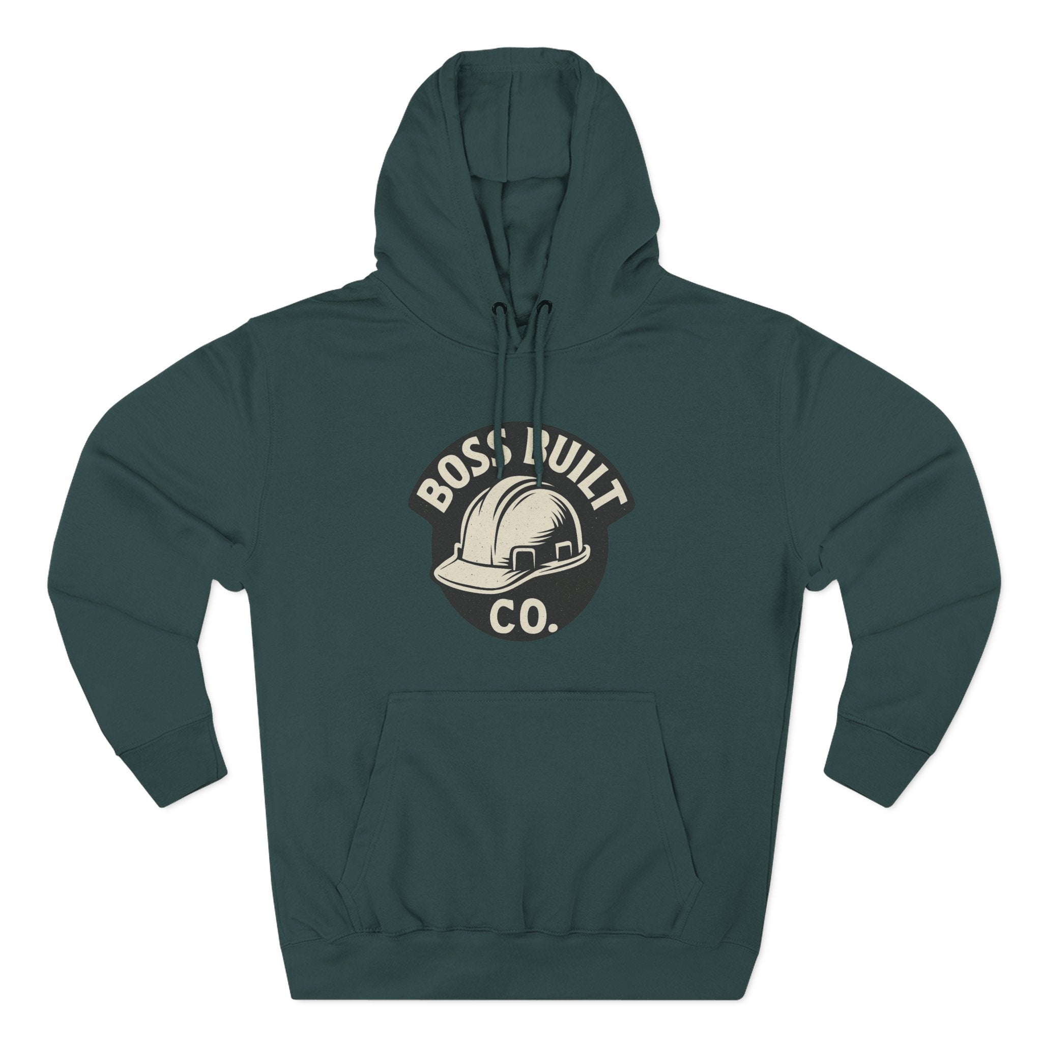 Boss Built Co. Helmet Logo Hoodie — Construction Worker Streetwear