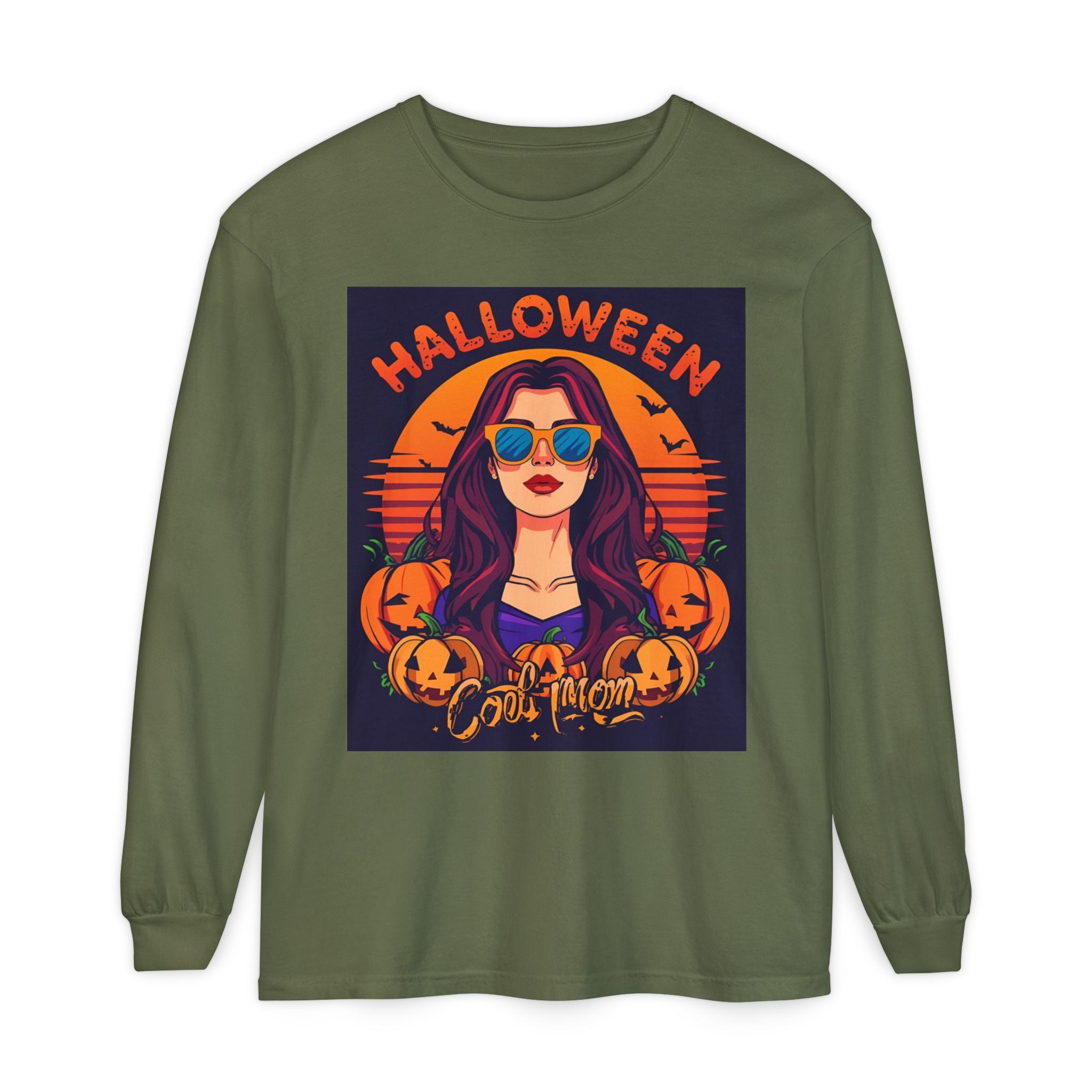 Halloween Themed Unisex Garment-dyed Long Sleeve T-Shirt