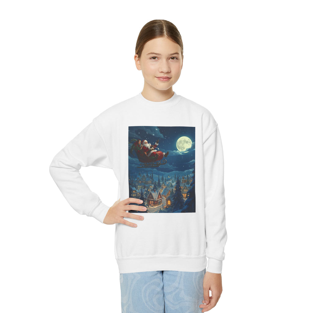Christmas Santa Sleigh Youth Crewneck Sweatshirt