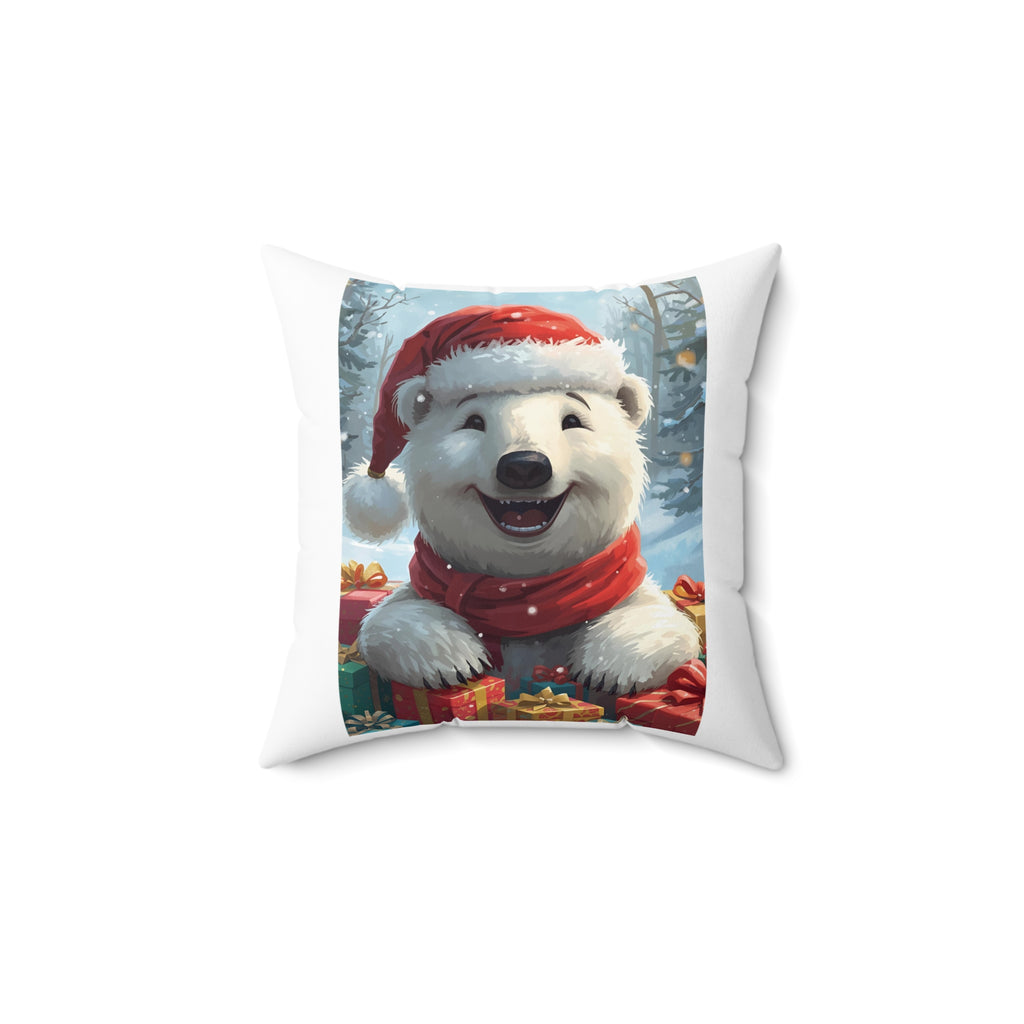 Christmas Polar Bear Pillow, Christmas Home Decor, Holiday Cushion, Cozy Winter Accent, Cute Gift for Animal Lovers