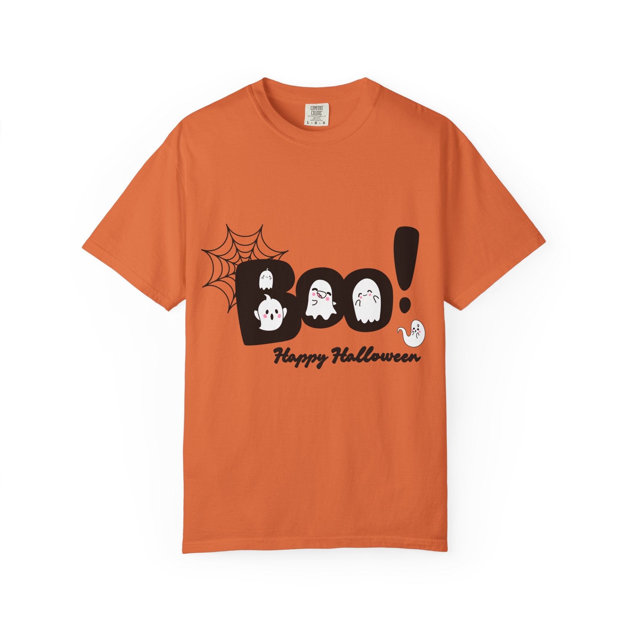 Halloween Boo T-Shirt, Unisex Garment-Dyed Tee, Spooky Costume, Fall Apparel, Trick or Treat Shirt, Ghost Print Top