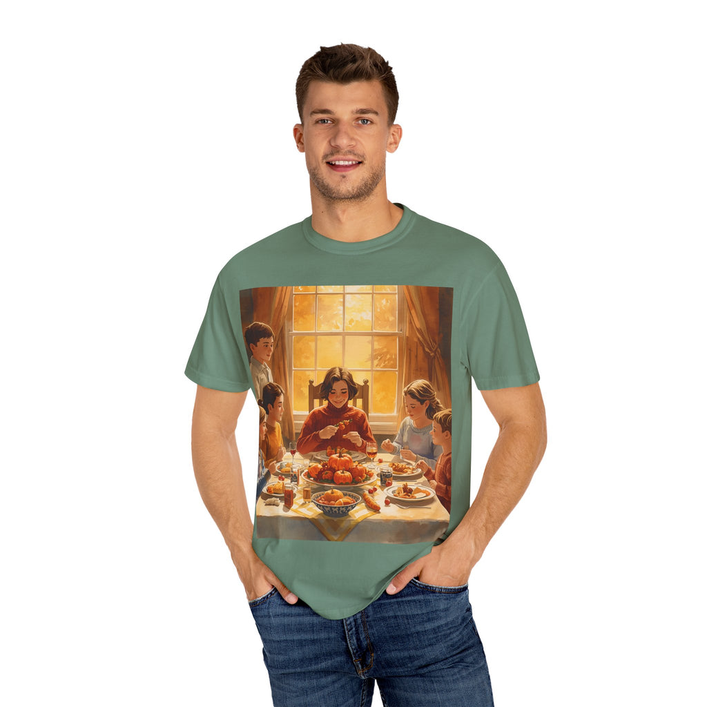 Thankful Family Dinner T-shirt, Unisex Tee, Fall Apparel, Cozy Top, Gift for Thanksgiving Lovers, Family Gathering Shirt