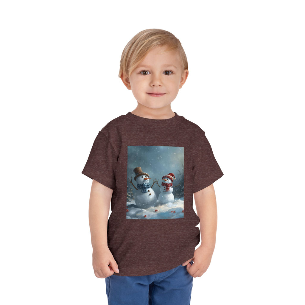 Toddler Christmas Snowman Winter Theme Tee, Cute Snowman Graphic Tee, Kids Short Sleeve Shirt, Holiday Outfit, Christmas Gift