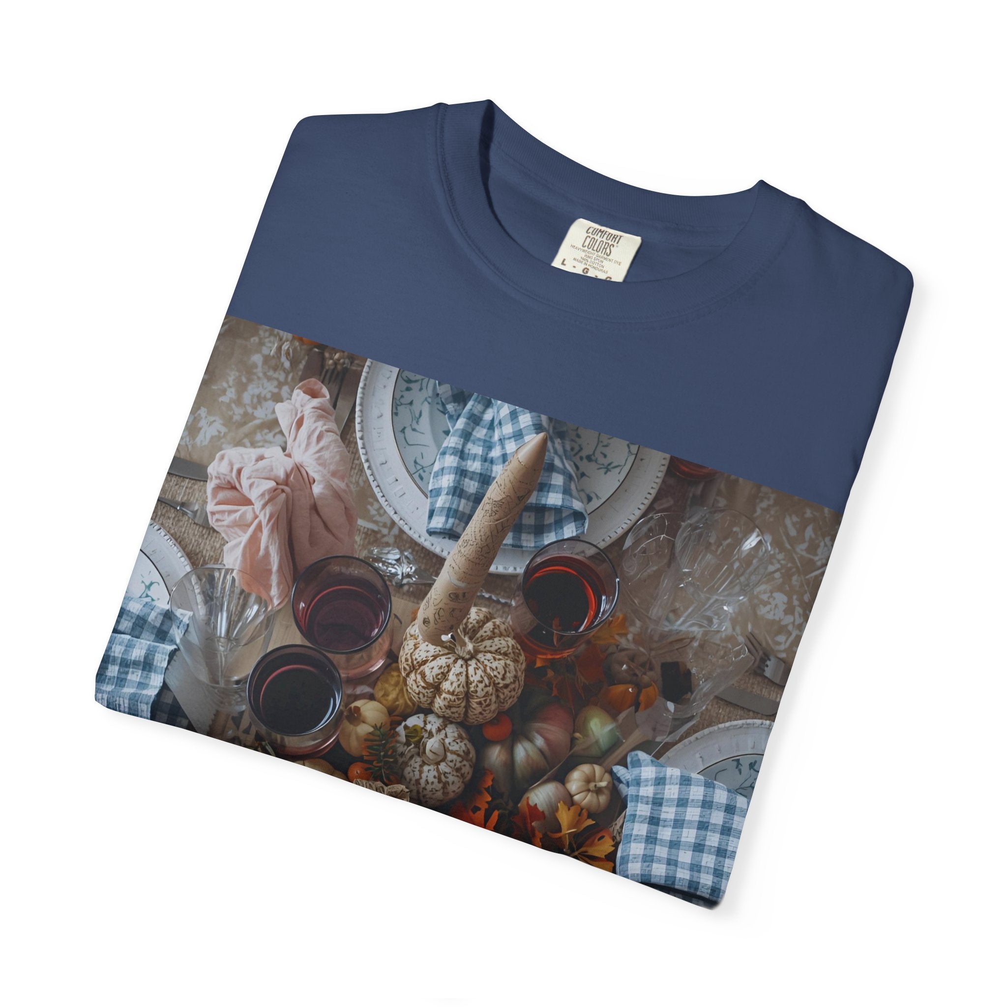 Rustic Gatherings Feast Unisex T-Shirt | Cozy Fall Apparel, Thanksgiving Casual Wear, Gift for Food Lovers, Unique Kitchen Decor, Autumn Gathering Tee