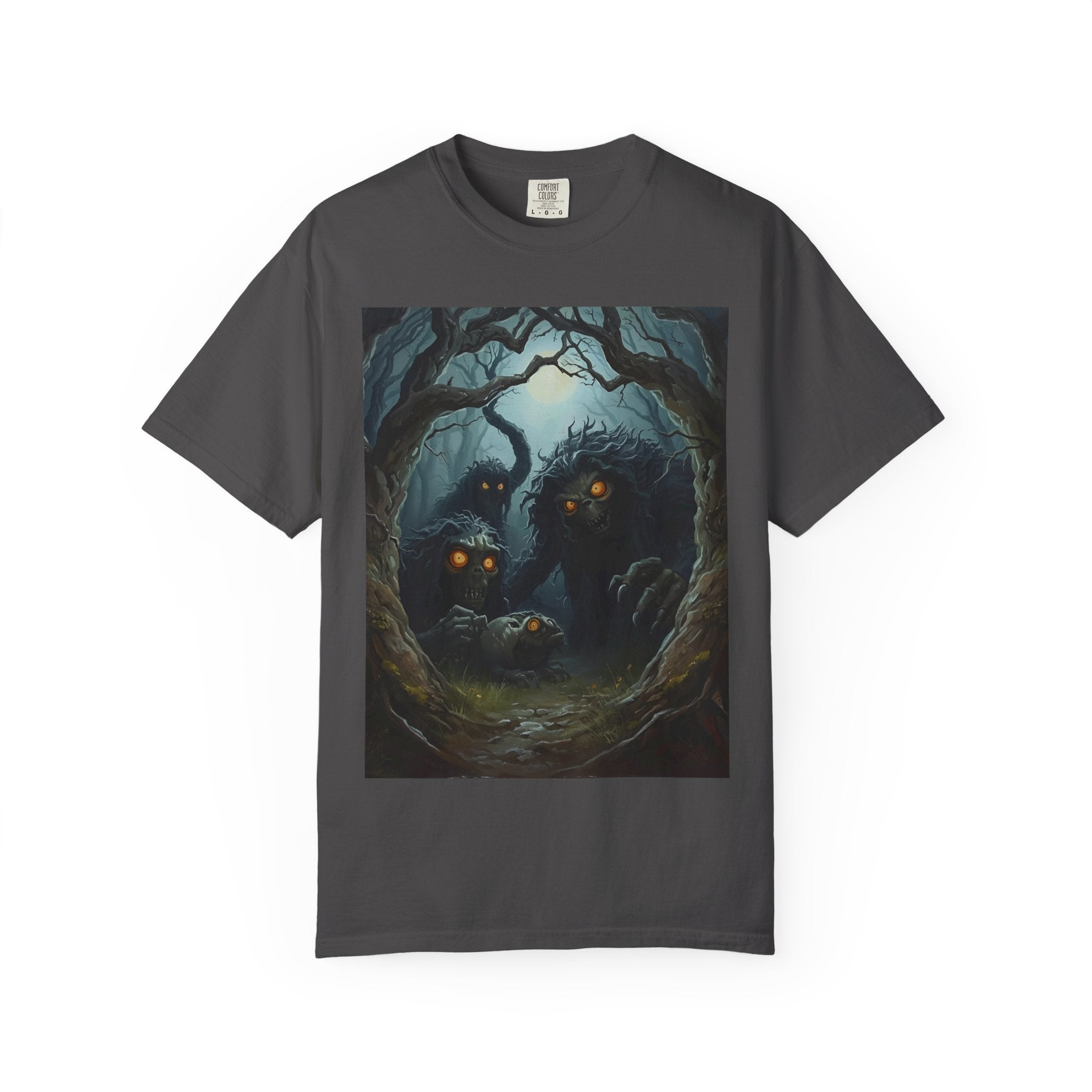 Spooky Mysterious Forest Graphic T-Shirt, Unisex Tee, Nature Lover Gift, Halloween Apparel, Unique Artwear