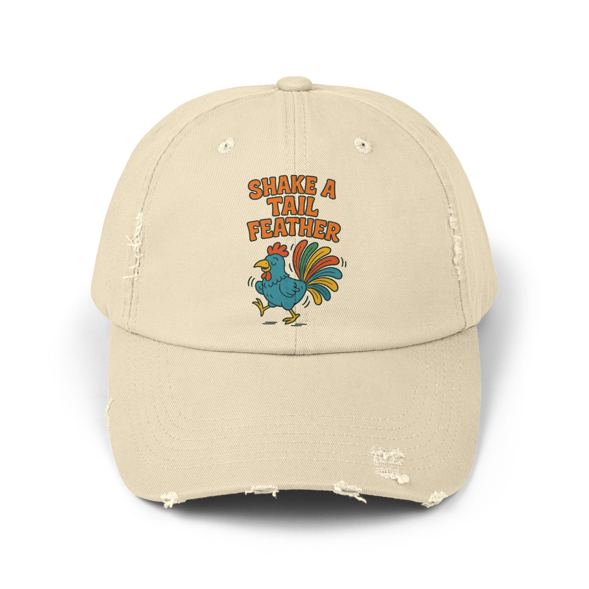 Rooster Funny Shake A Tail Feather Unisex Distressed Cap
