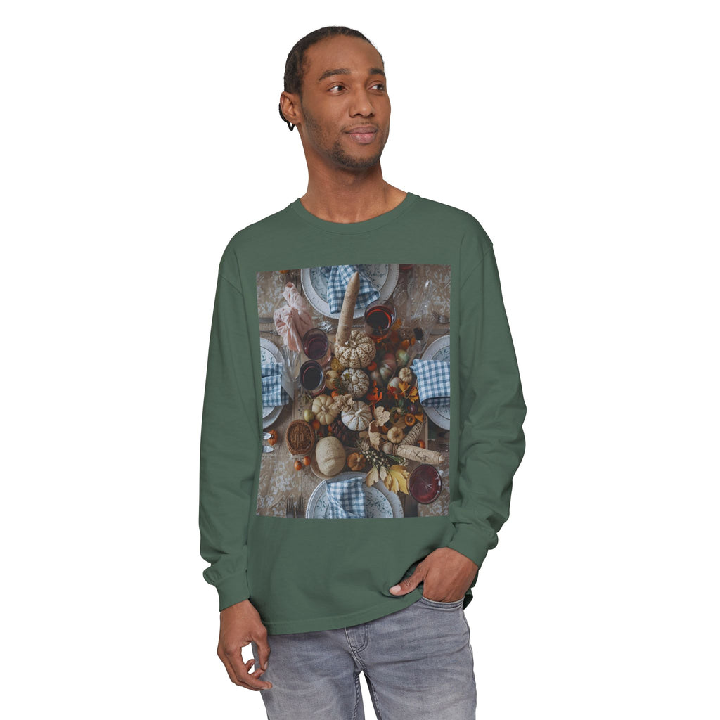 Rustic Gatherings Festive Long Sleeve T-Shirt for Gatherings, Casual Wear, Thanksgiving Shirt, Cozy Gift, Holiday Celebration Tee