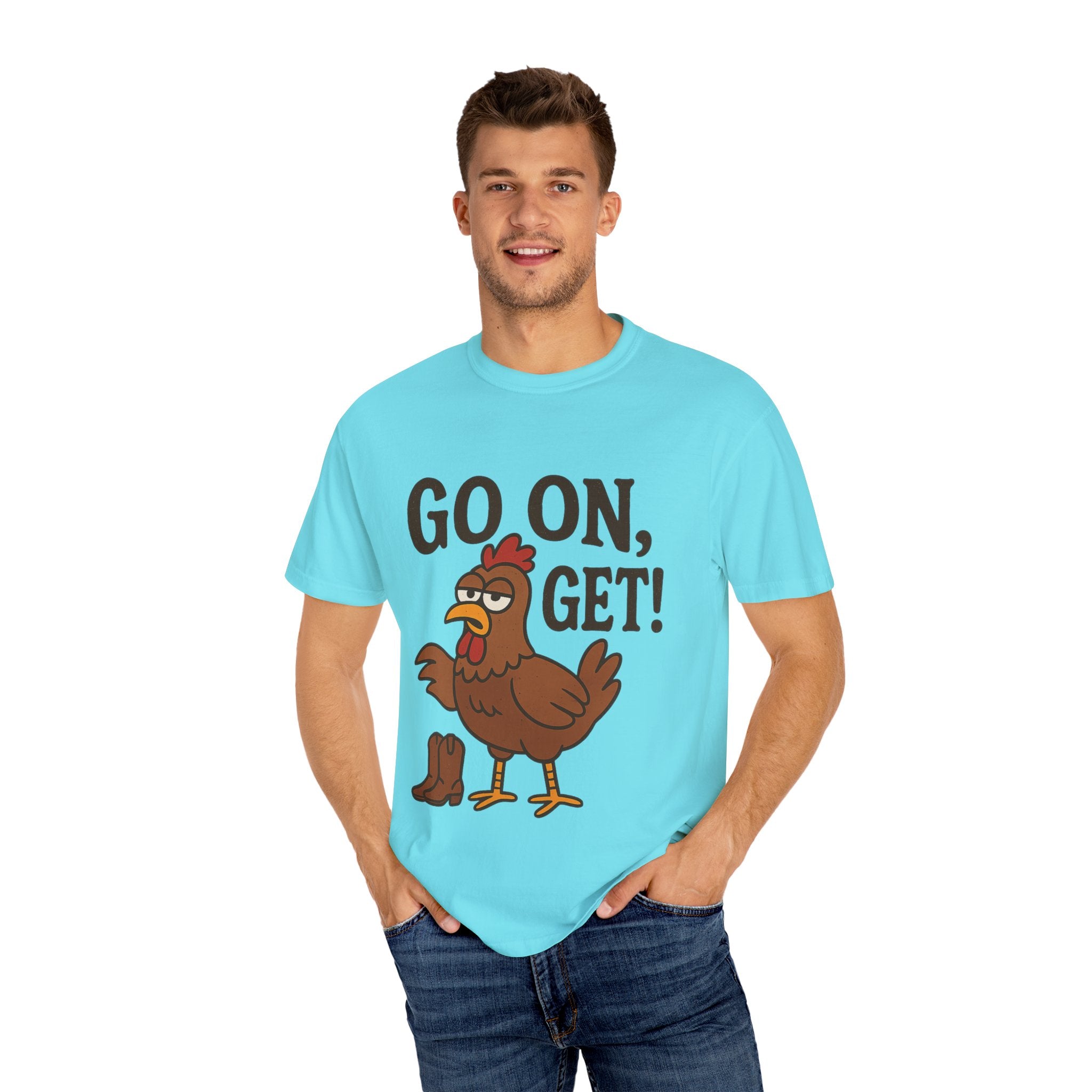 Funny Chicken Graphic T-Shirt - "Go On, Get!" Unisex Tee