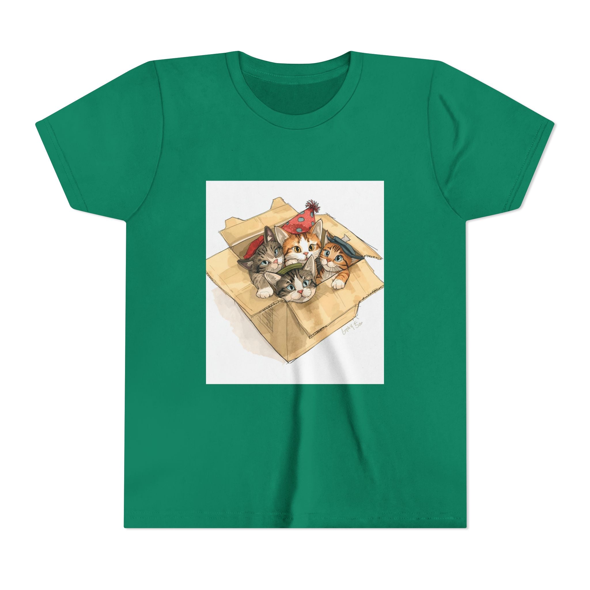 Cute Kittens In Box Youth Short Sleeve Tee