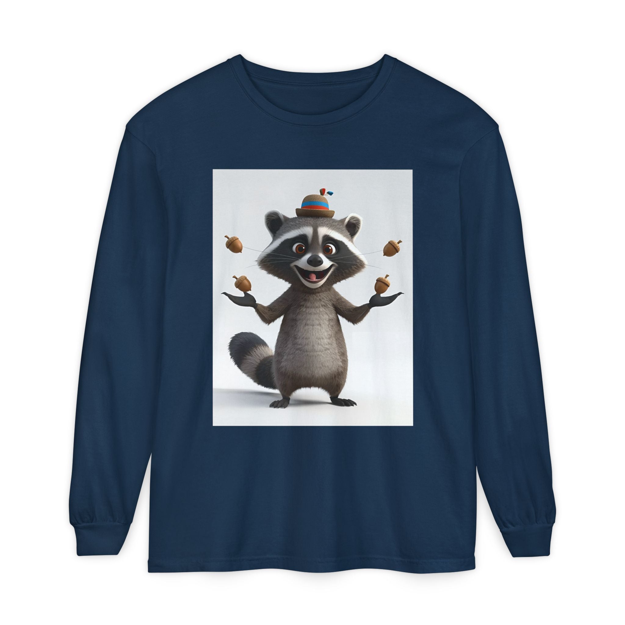 Raccoon Unisex Garment-dyed Long Sleeve T-Shirt