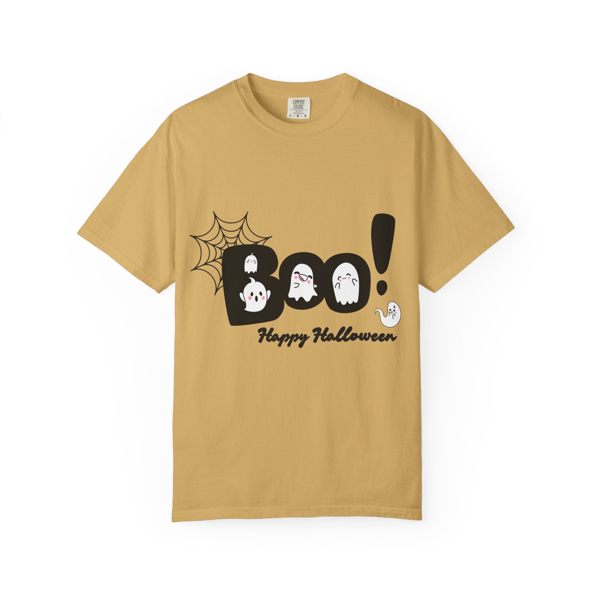 Halloween Boo T-Shirt, Unisex Garment-Dyed Tee, Spooky Costume, Fall Apparel, Trick or Treat Shirt, Ghost Print Top