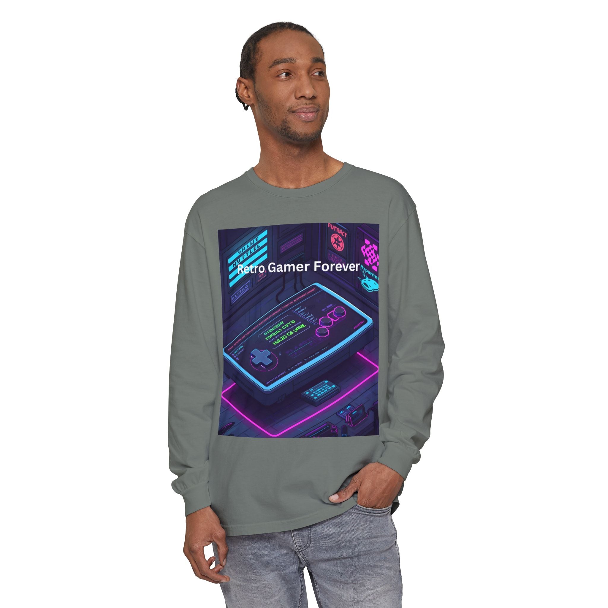 Retro Game Controller Unisex Garment-dyed Long Sleeve T-Shirt