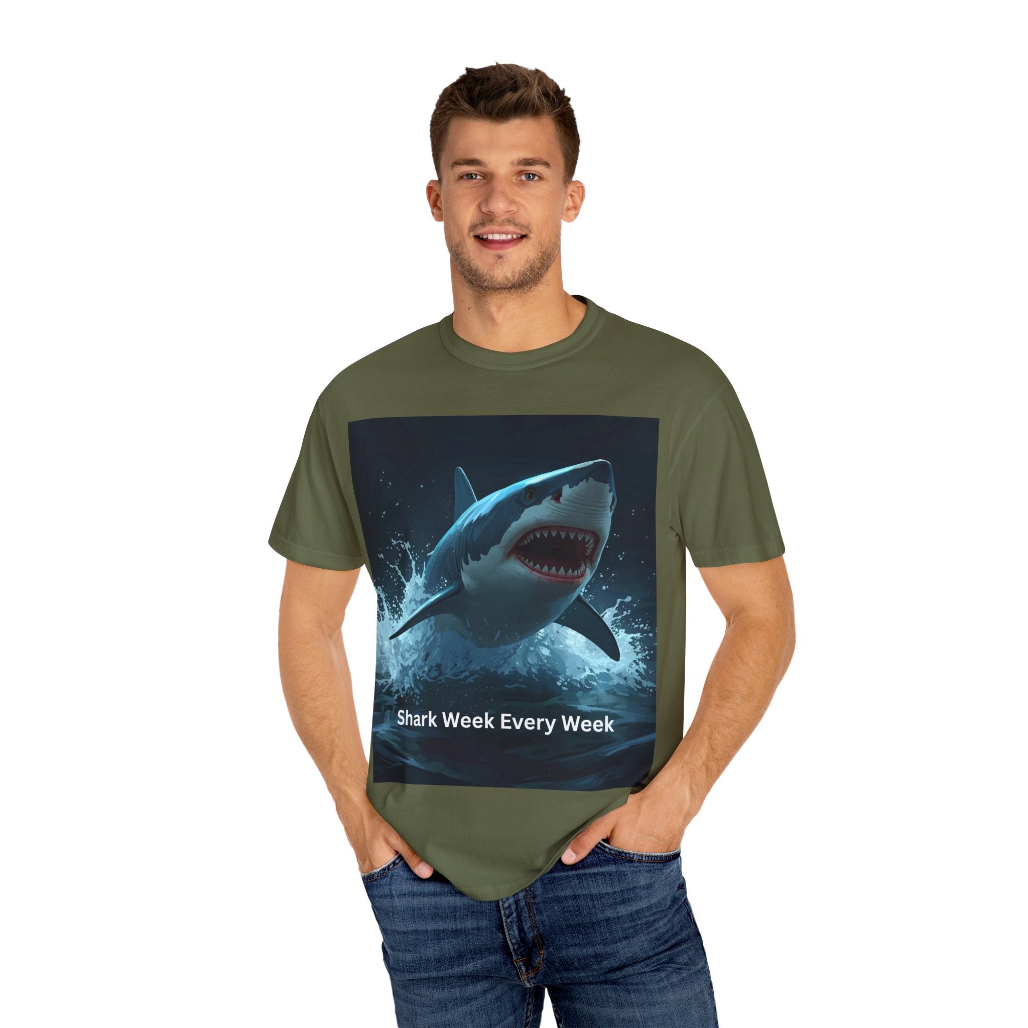 Shark Week T-Shirt, Unisex Casual Tee, Ocean Lover Gift, Summer Apparel, Marine Life Shirt, Beachwear