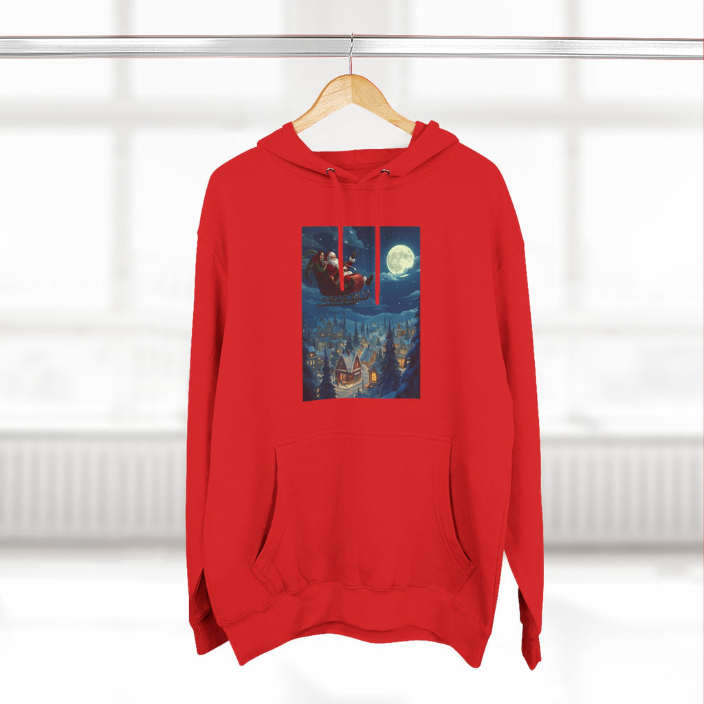 Christmas Santa Sleigh Three-Panel Fleece Hoodie