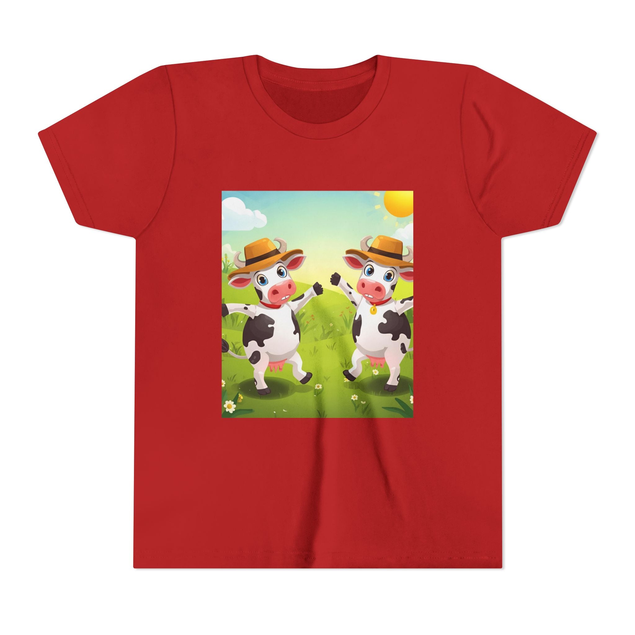 Cute Cow Fun Farm Youth Short Sleeve Tee