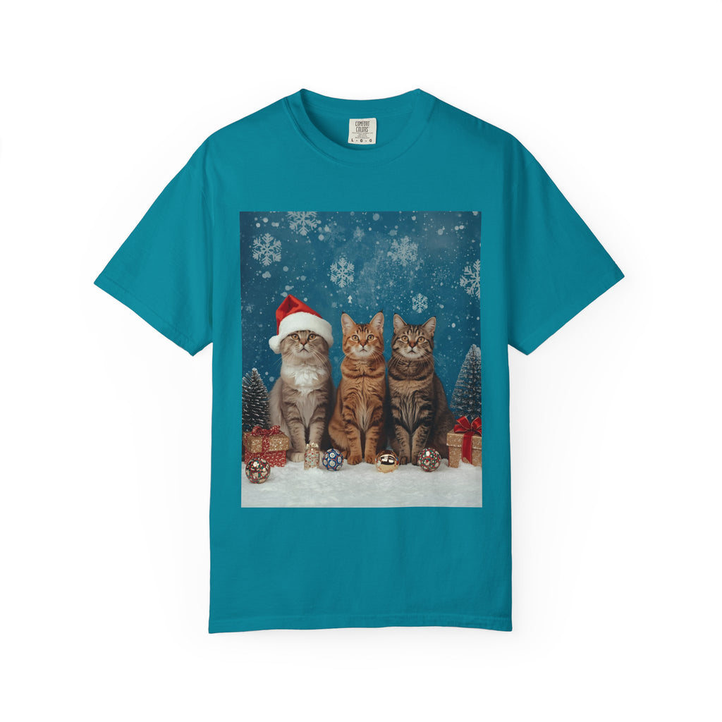 Cute Christmas Festive Cat T-Shirt, Holiday Cat Tee, Christmas Gift, Unisex T-Shirt, Pet Lover Apparel, Cute Animal Shirt, Winter Style