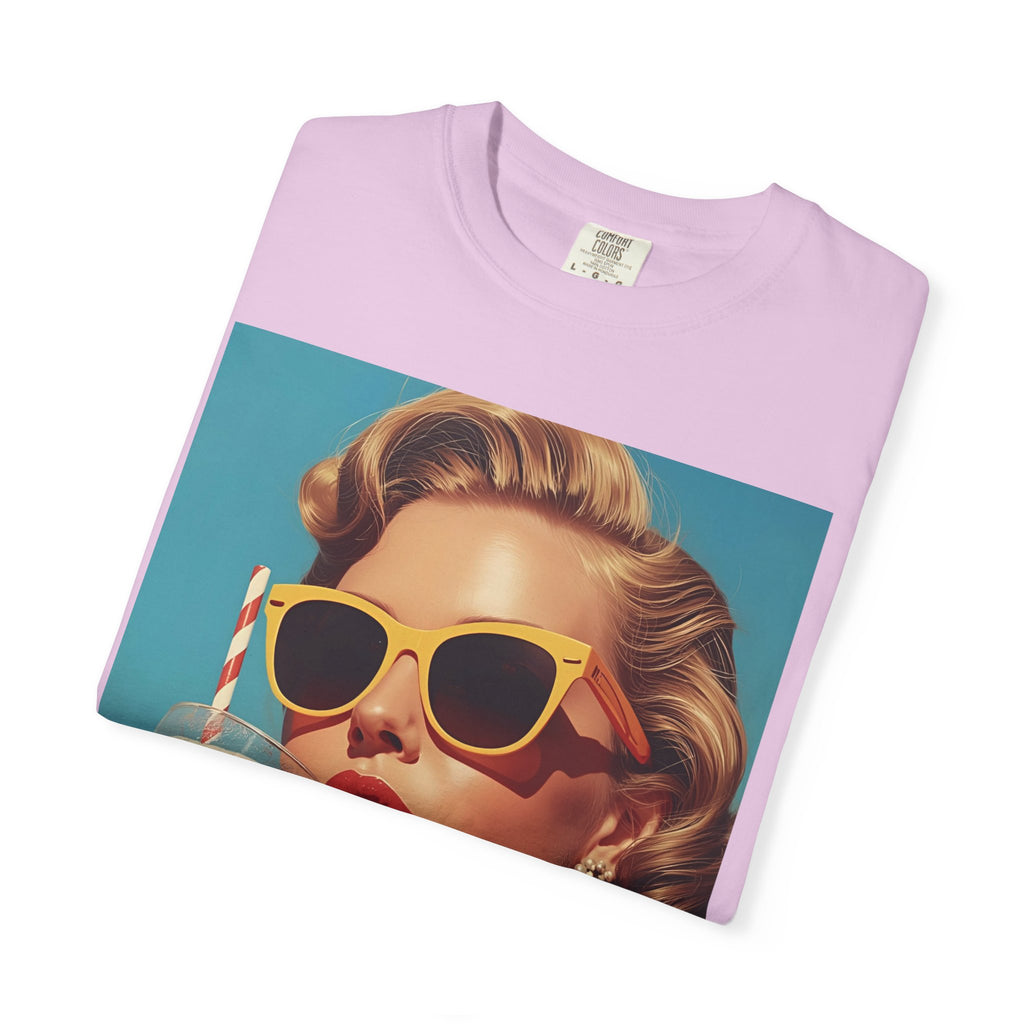 Retro Pop Art Summer Vibe T-shirt | Unisex Garment-Dyed Tee, Vintage Style Shirt, Trendy Summer Wear, Perfect Gift for Her, Casual Everyday Top