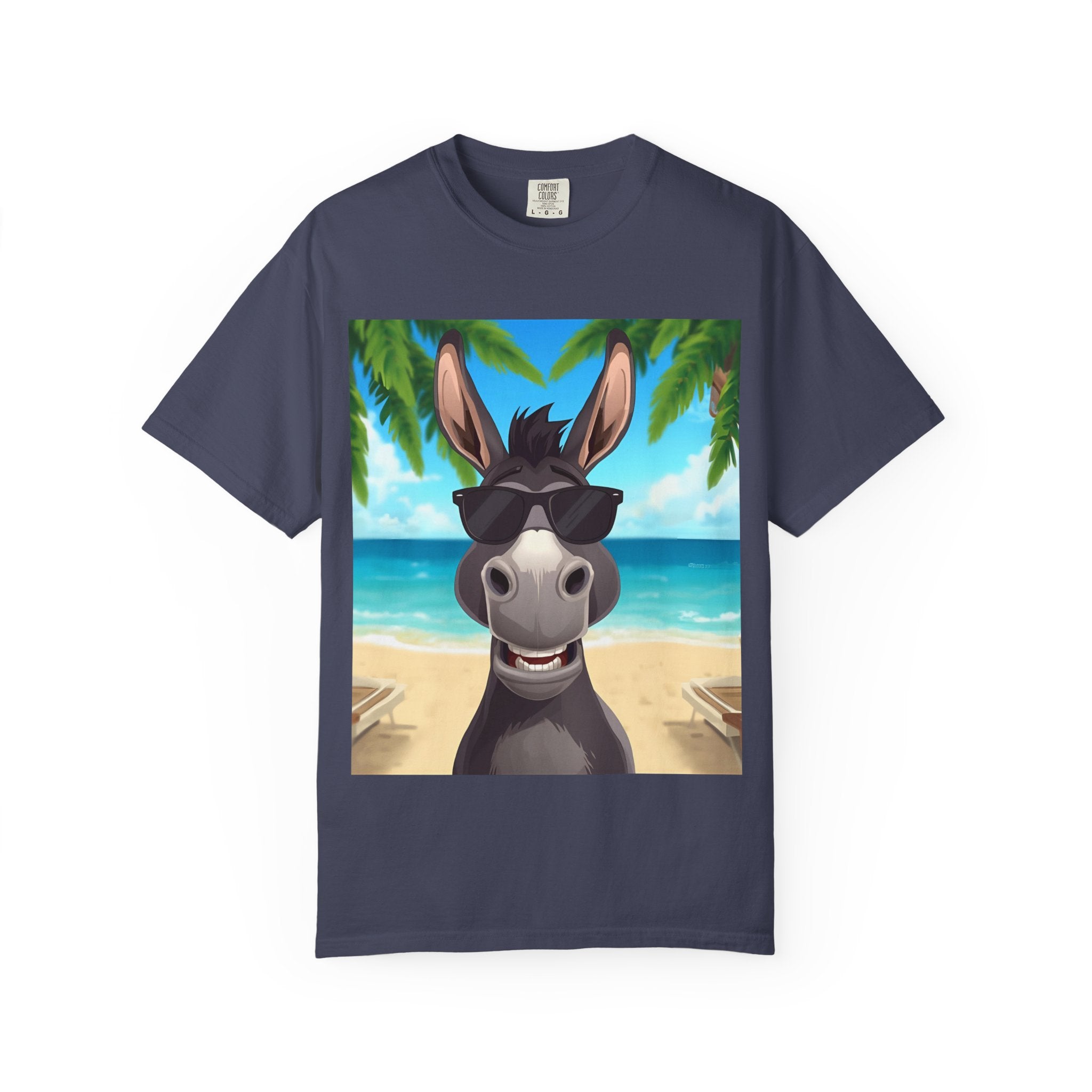 Chill Donkey Sunset T-Shirt, Unisex Summer Tee, Casual Beachwear, Gift for Animal Lovers, Fun Vacation Shirt