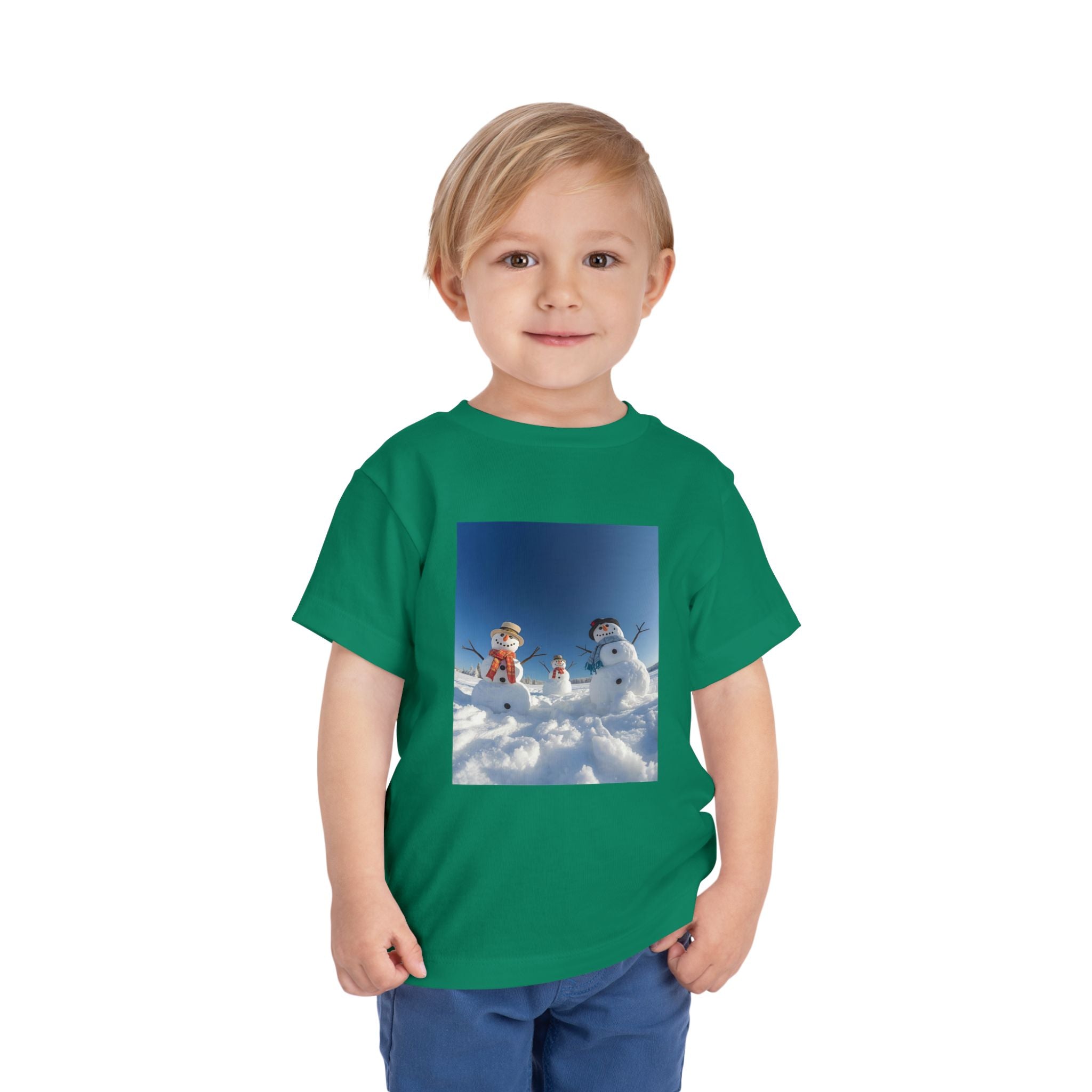 Festive Christmas Snowman Family Toddler Short Sleeve Tee