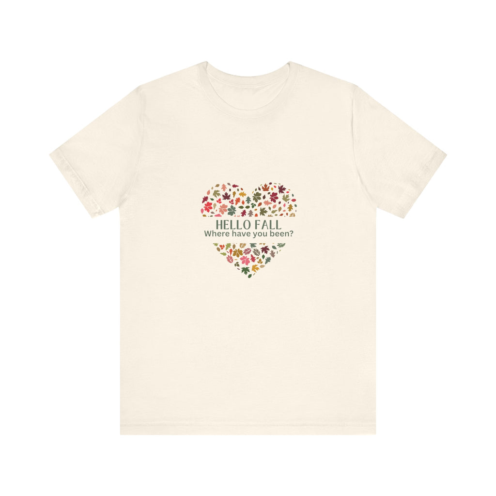 Hello Fall Floral Short Sleeve Tee, Perfect for Autumn, Hello Fall T-Shirt, Seasonal Apparel, Nature Lover Gift, Cozy Autumn Wear