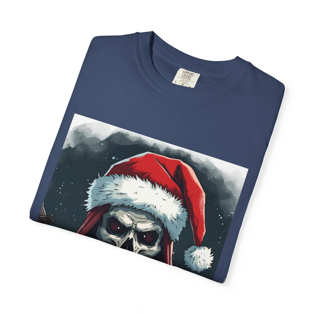 Spooky Santa Skull Graphic T-Shirt - Unisex Holiday Apparel, Christmas Gift, Casual Wear, Graphic Tee, Halloween Shirt