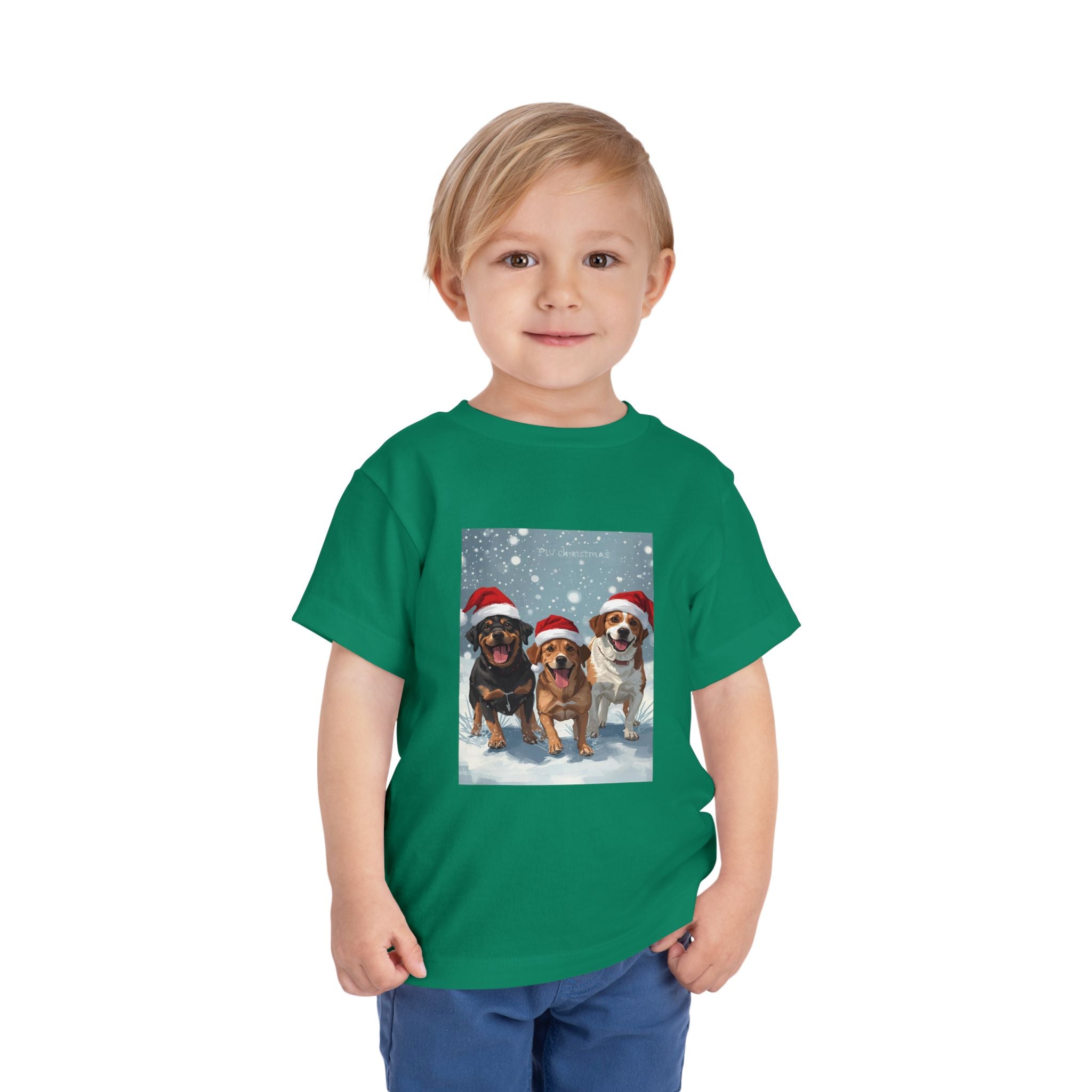 Cute Christmas Dogs Toddler Short Sleeve Tee