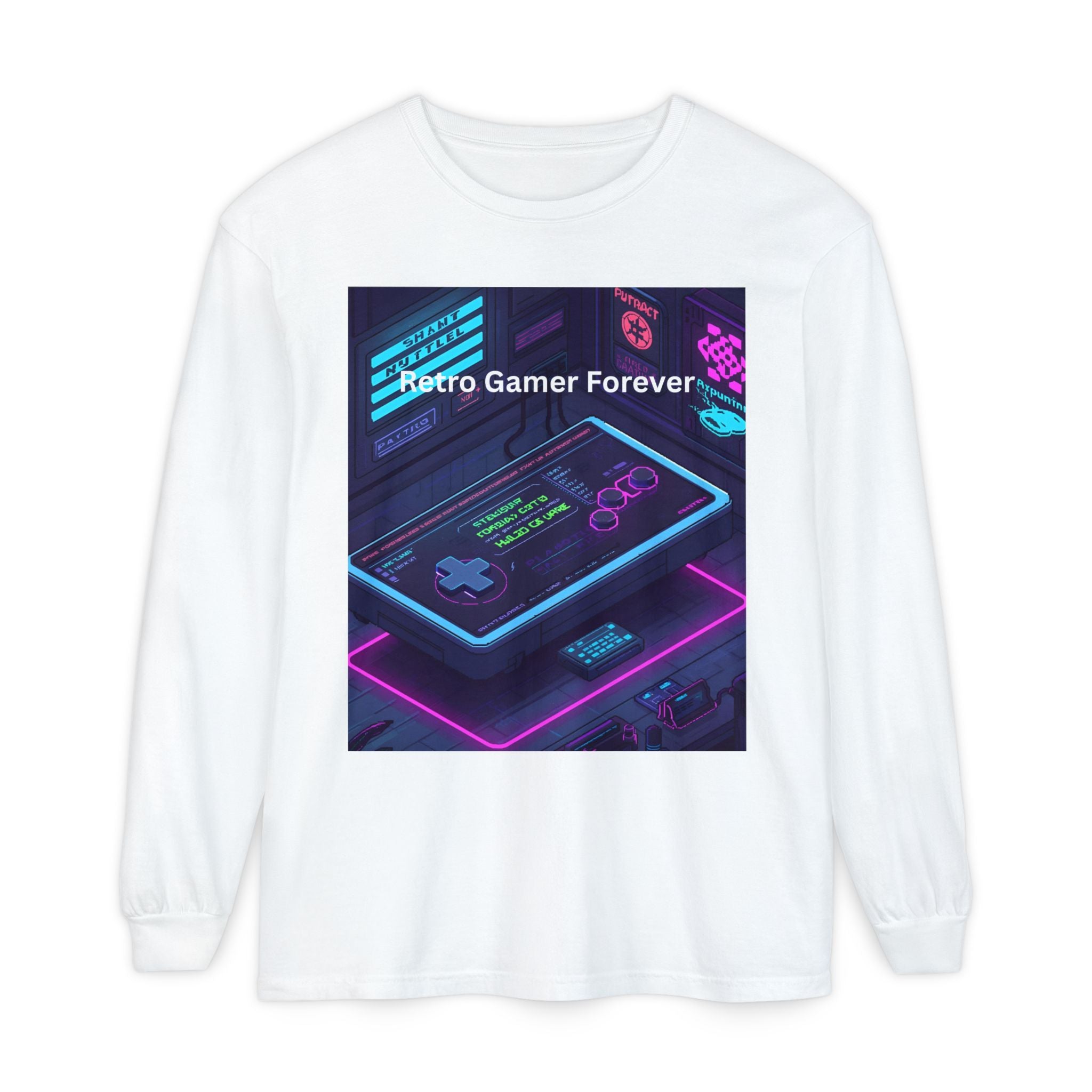 Retro Game Controller Unisex Garment-dyed Long Sleeve T-Shirt