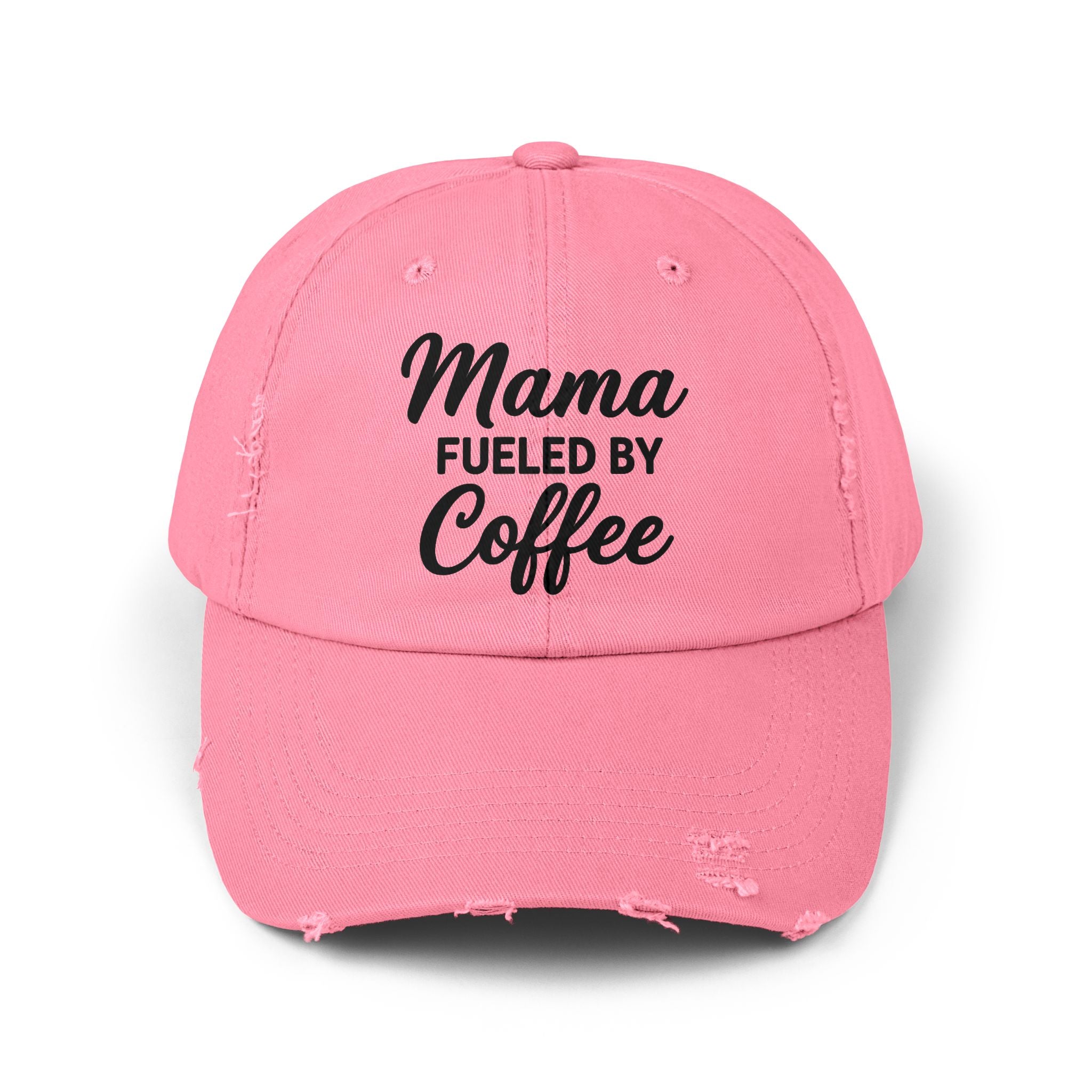 Mama Mode Mama Fueled By Coffee Distressed Cap — Funny Mom Coffee Hat
