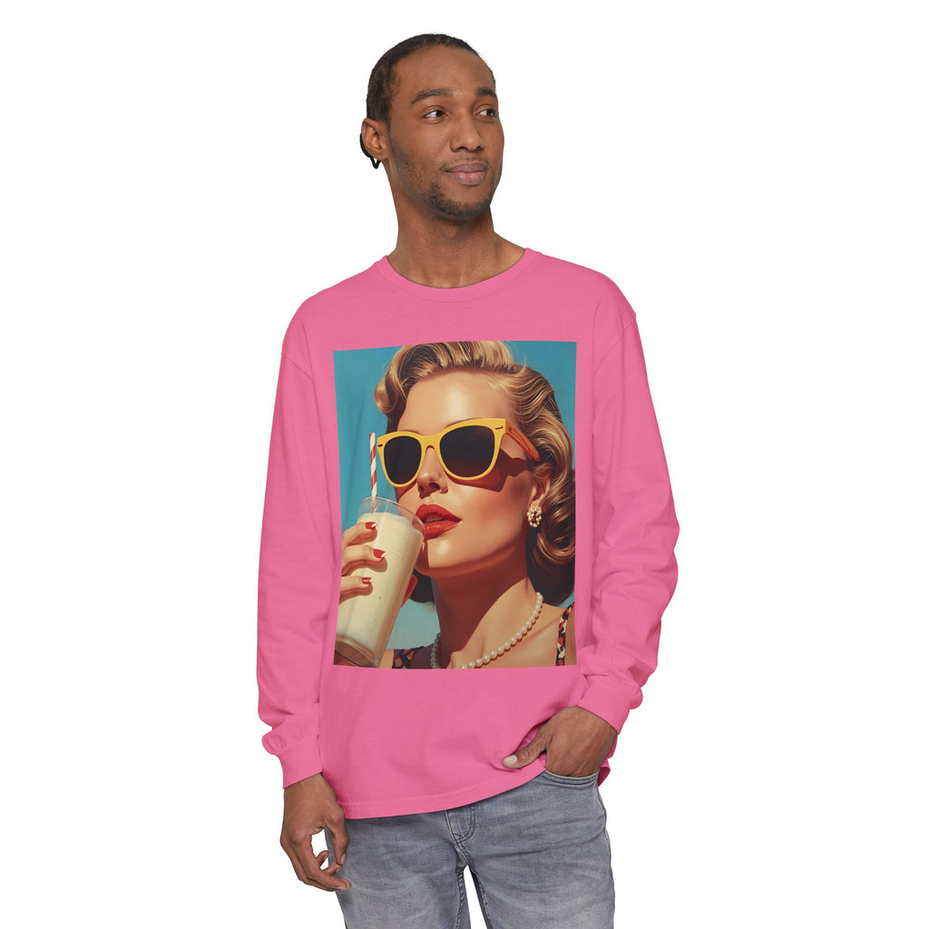 Retro Pop Art Long Sleeve T-Shirt, Vintage Graphic Tee, Fashion Top, Summer Style shirt, Gift for Art Lovers, Casual Wear