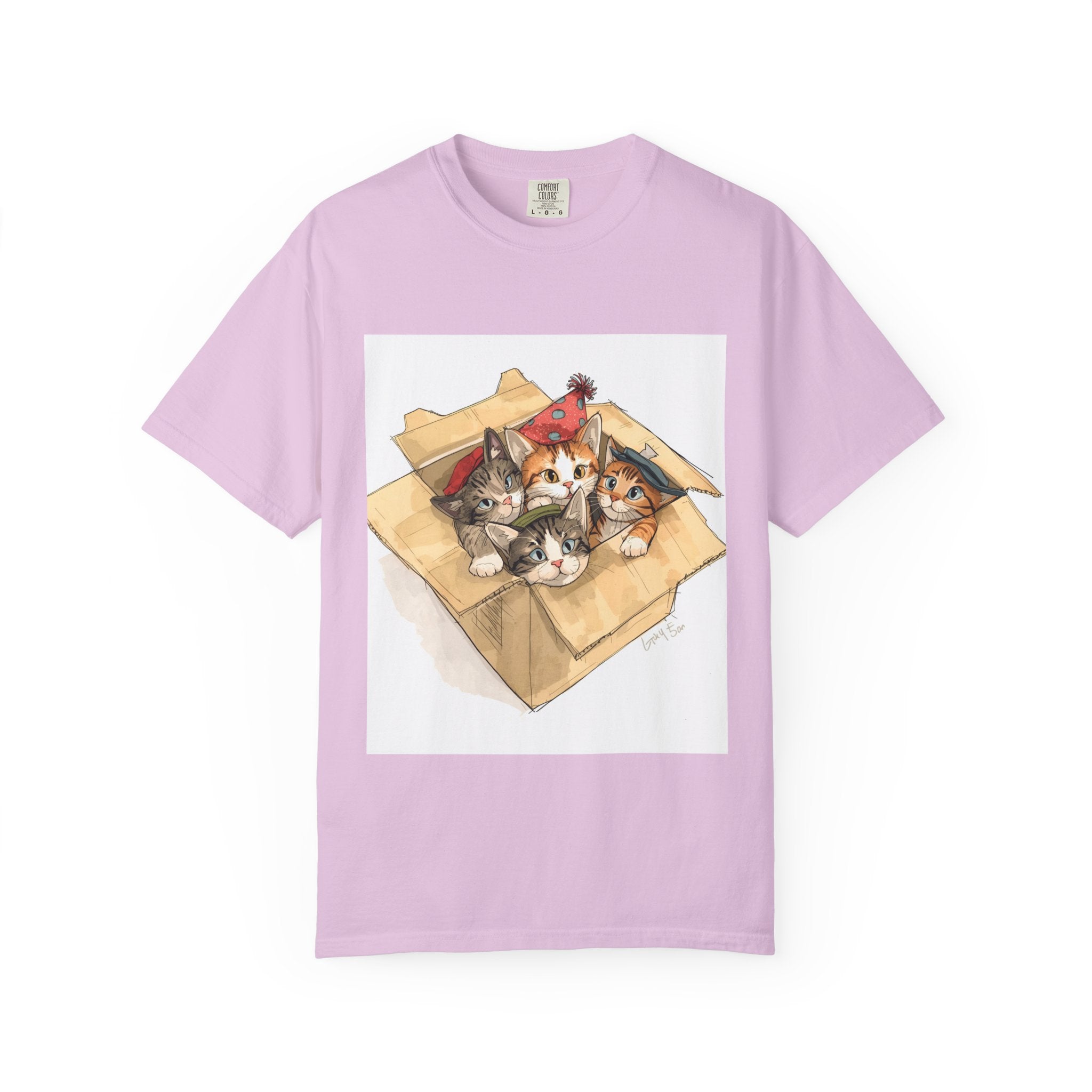 Cute Kittens In Box Unisex Garment-Dyed T-shirt