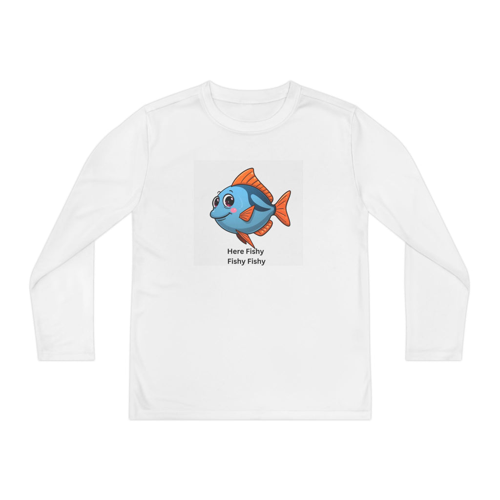 Here Fishy Fishy Fishy Youth Long Sleeve Competitor Tee