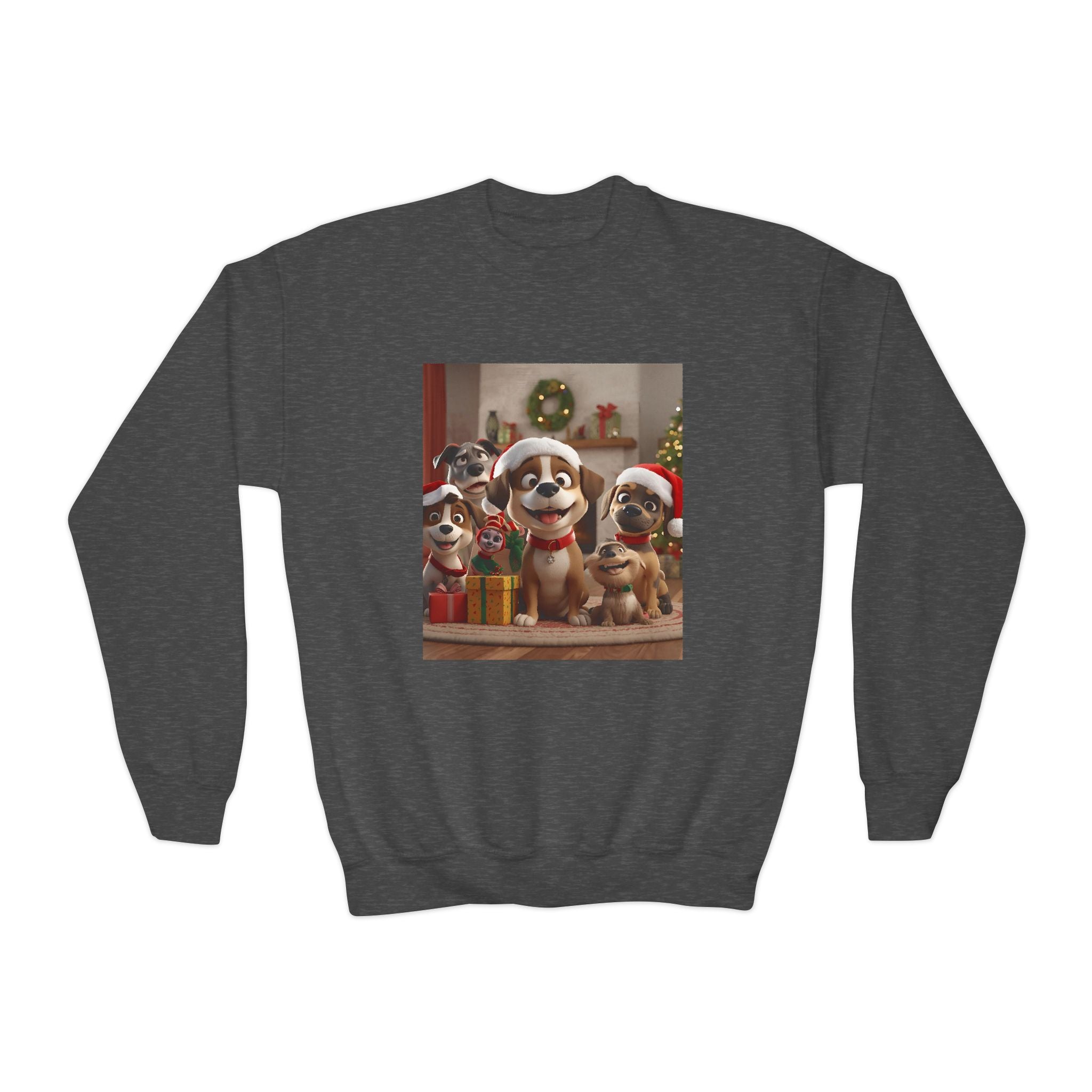 Cute Christmas Festive Dogs Youth Crewneck Sweatshirt
